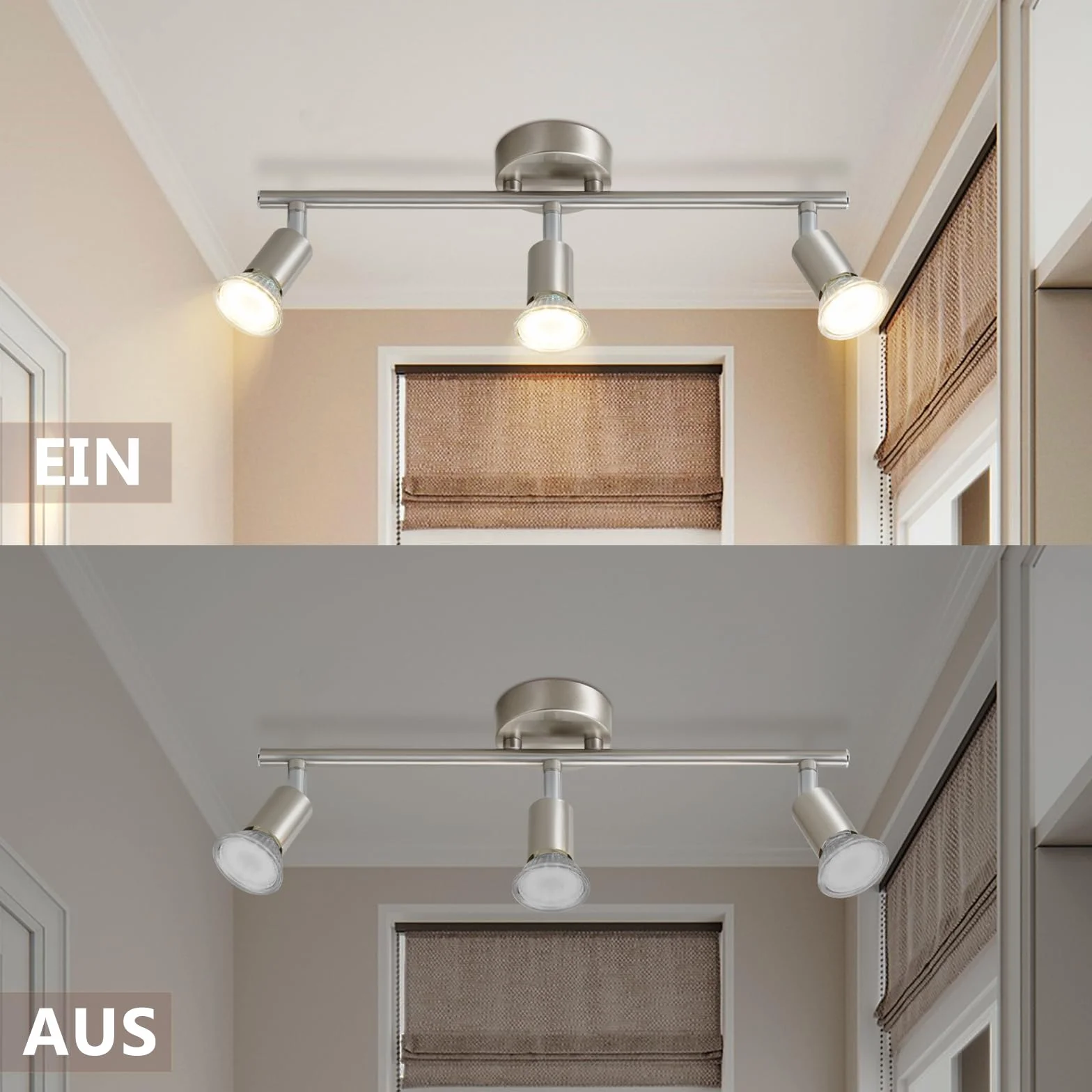 Lampa sufitowa LED 3-płomieniowa GU10 Obrotowa 330° Przemysłowa