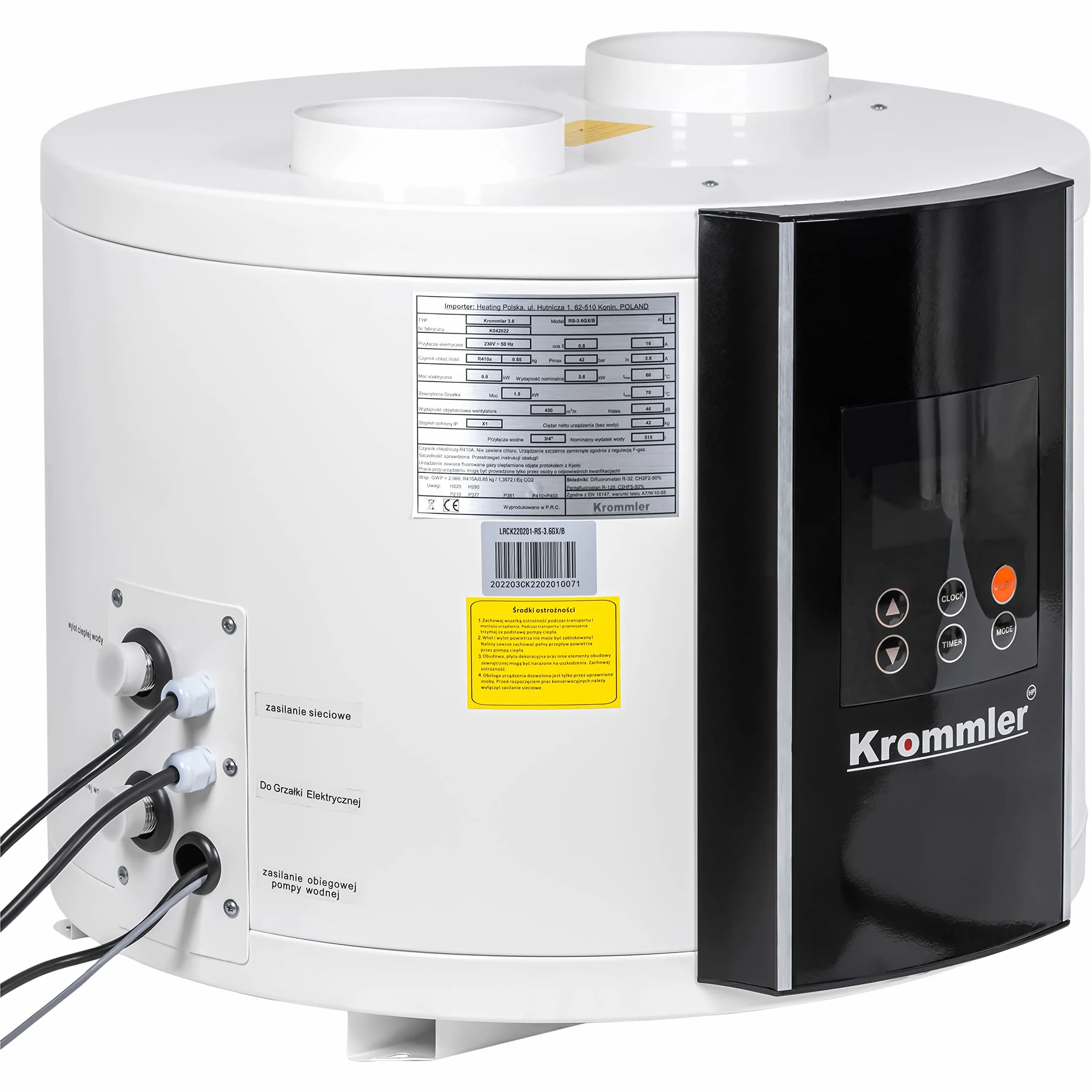 KROMMLER Pompa ciepła do c.w.u. 3.6 kW okrągła