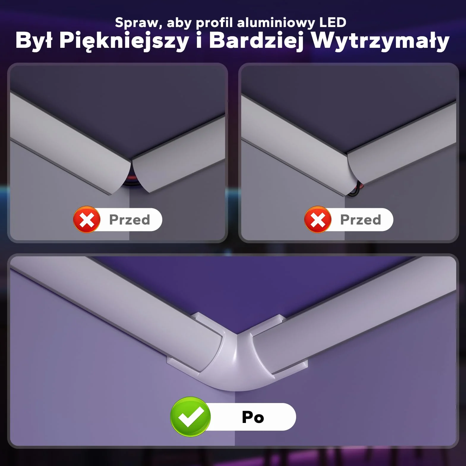 HOMMAND Łączniki narożne 90 stopni 10 szt. do profilu LED aluminiowego