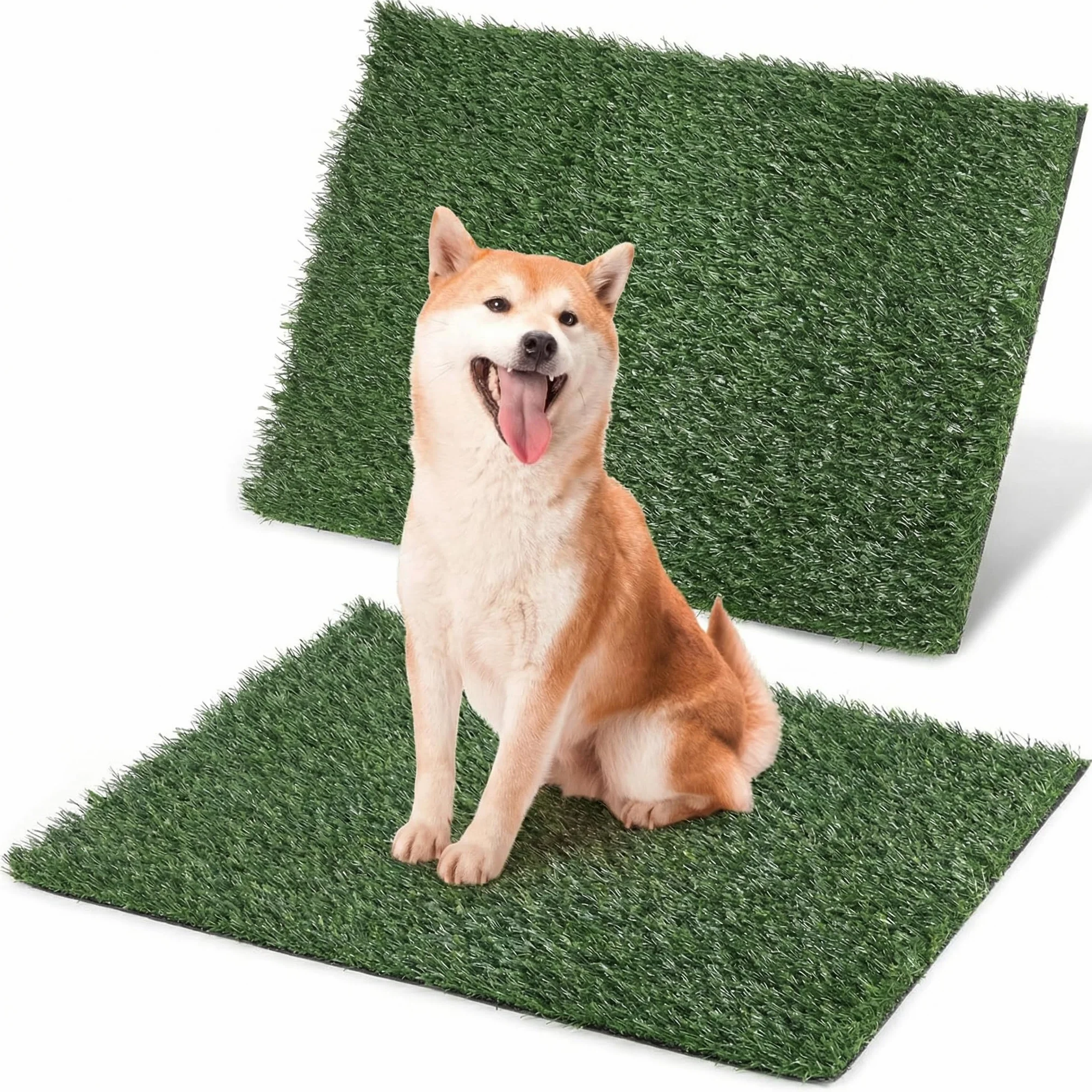 QWORK® Zestaw 2 sztuk maty do toalety dla psów ze sztucznej trawy Maty do toalety dla szczeniąt dla psów, trawa zastępująca toaletę dla psa 51 x 63 cm
