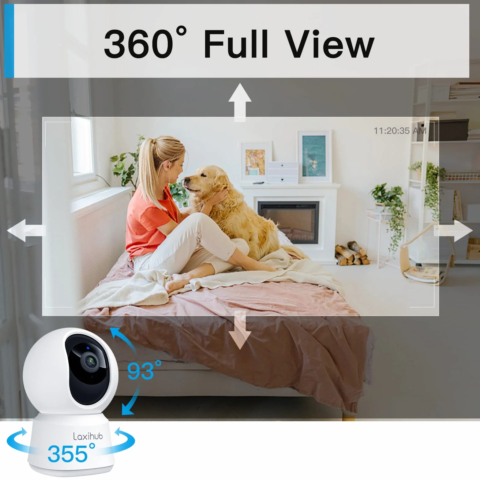 Laxihub Kamera Wi-Fi 2,4 GHz 1080p HD Pet Security Camera z wykrywaniem ruchu i hałasu, Alexa