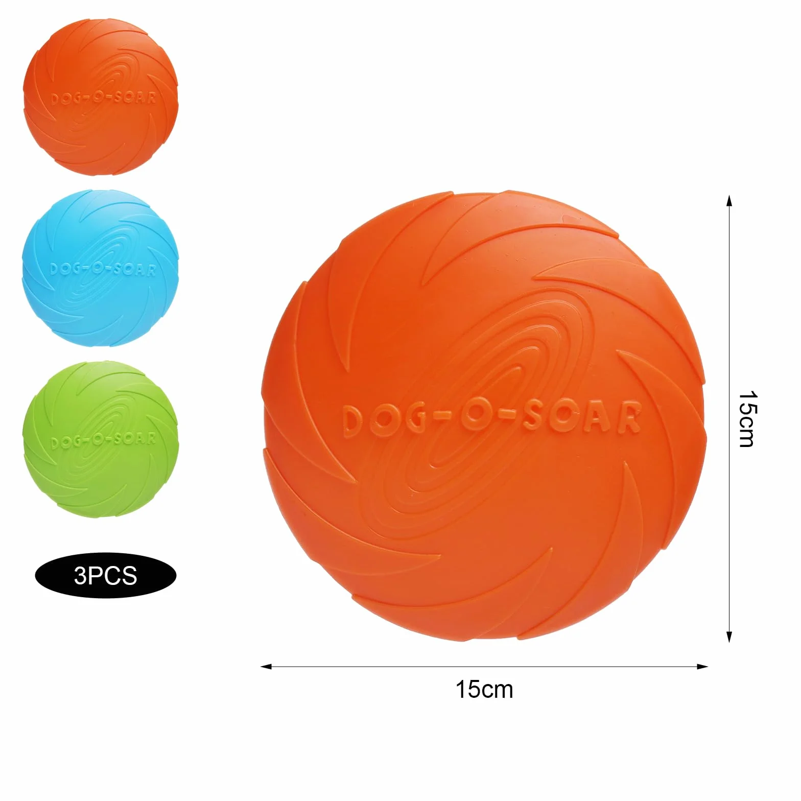 TNSLAND Frisbee Fisbee Fisbee, 3 sztuki, 15 cm, z naturalnego kauczuku, do ziemi i wody