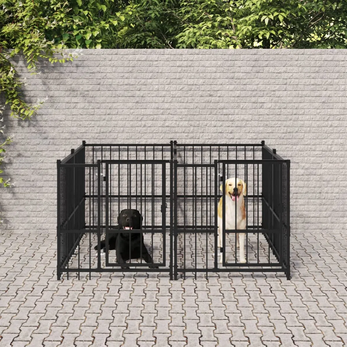 Homgoday Klatka dla psa, stalowa klatka dla psa na zewnątrz 3,75 m², klatka dla psa wewnętrzna klatka dla psa Kennel dla psów klatki dla psów ogrodzenie dla psa na zewnątrz model 3124579