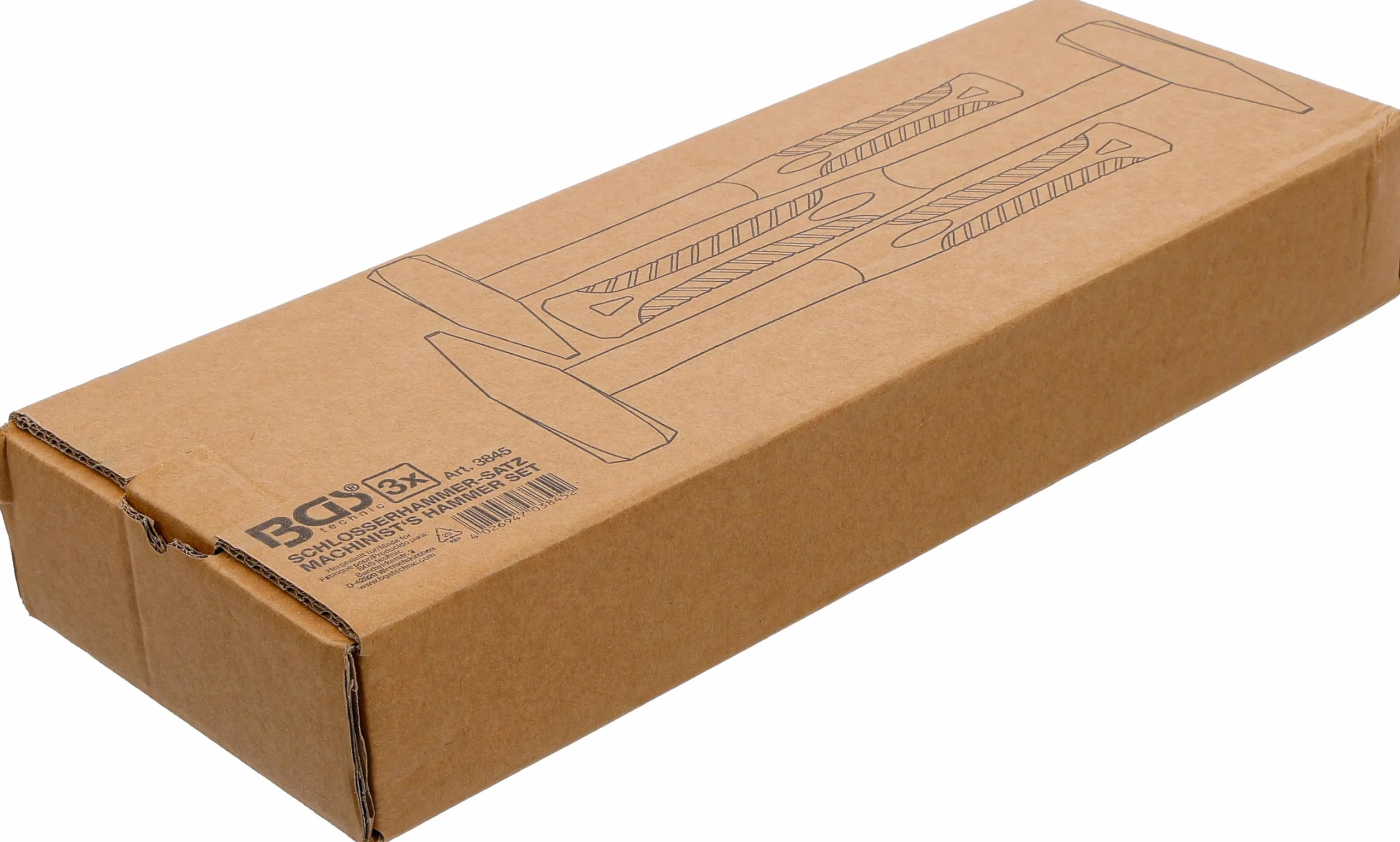 BGS 3845 | Zestaw młotków ślusarskich | trzonek z włókna szklanego | DIN 1041 | 300 / 500 / 800 g | 3 szt.