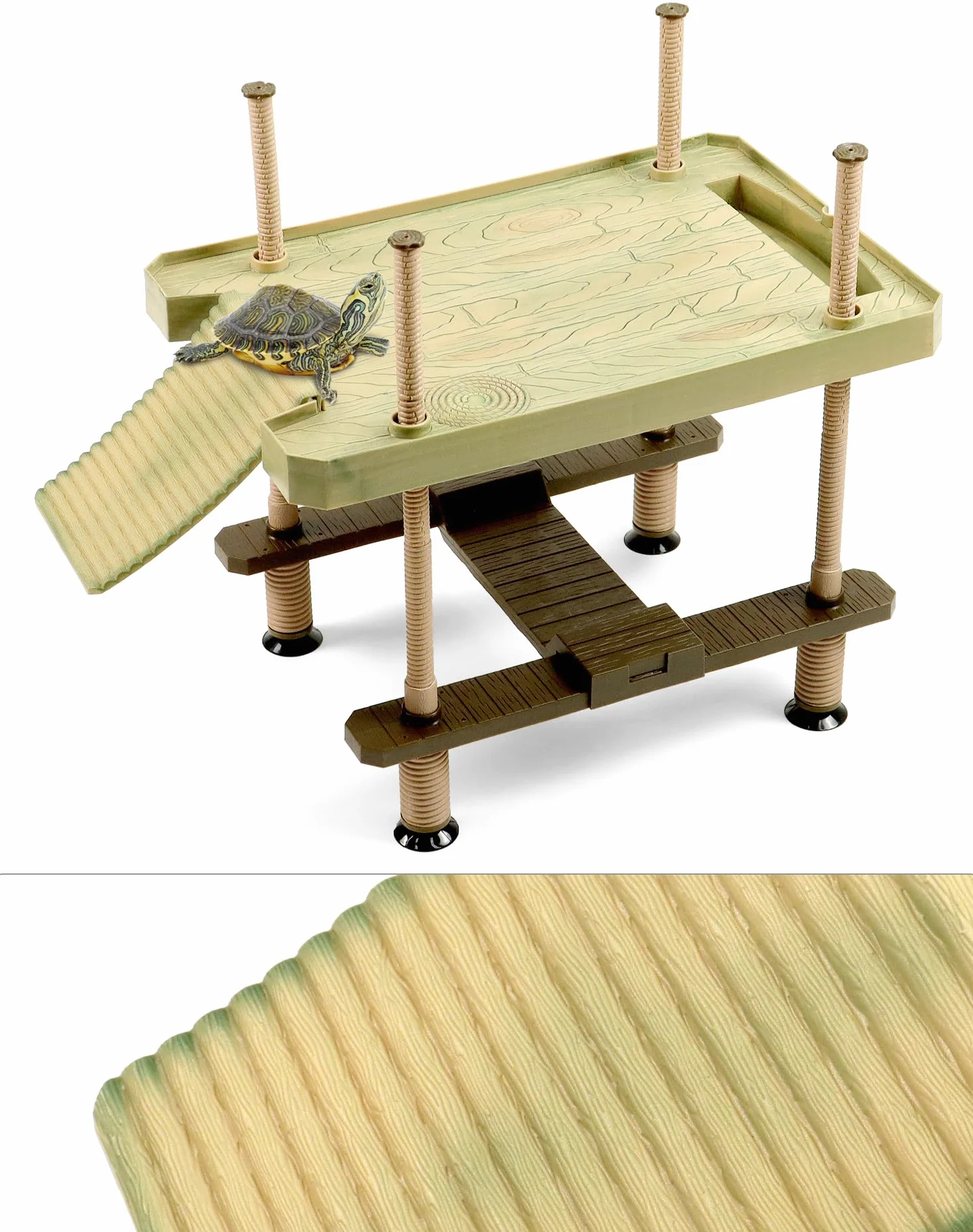 QWORK® Duża Pływająca Platforma dla Żółwi i Do Pływania, akcesoria do żółwi lądowych, do akwariów i terrariów, 40,5 cm x 28 cm