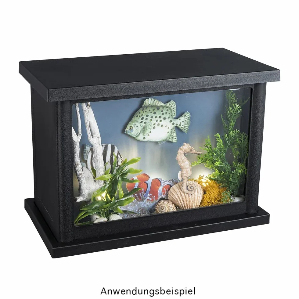 Ideen mit Herz Kominek LED, dekoracyjny, elektryczny, na baterie, bez ogrzewania, realistyczny efekt ognia / płomienia, 25,5 x 13,5 x 18 cm, z funkcją timera (18 godzin włączony / 6 godzin wyłączony)