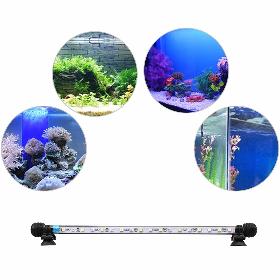 SolarNovo Oświetlenie LED Akwarium Lampa Wodoodporna Rura Oświetlenie Nurkowanie Oszczędność energii Zbiornik Ryby Dekoracja Kolor RGB z pilotem (1,8 x 92 cm, Niebieski i Biały)
