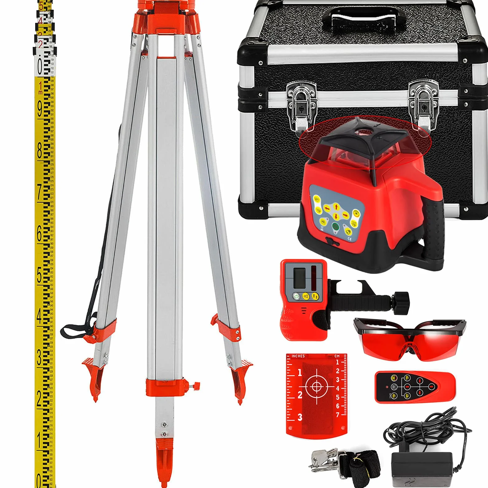 VEVOR Laser obrotowy 500 m czerwony 360° wodoodporny pyłoszczelny 20 h