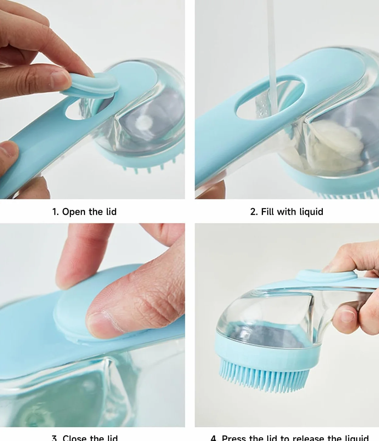 Bubble Brush for Dogs & Cats with Shampoo Dispenser | Soft Silicone Pet Shampoo Scrubber | Pet Bath Brush, Dog Paw Washer, Grooming Massage for Short & Long Hair (2 Pcs)