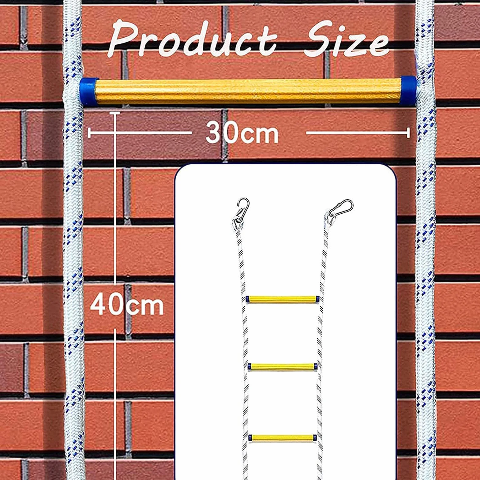 Drabina Linowa Ewakuacyjna 3M 10Ft Antypoślizgowe Szczeble Sphooks Ratunkowa