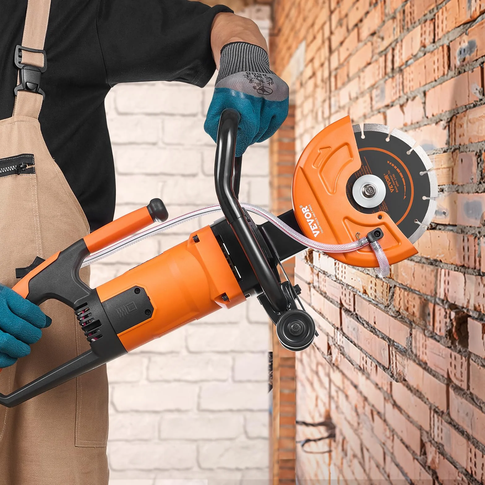 VEVOR Elektryczna piła do betonu 180 mm 2000 W, głębokość cięcia 63 mm, piła tarczowa na mokro/sucho
