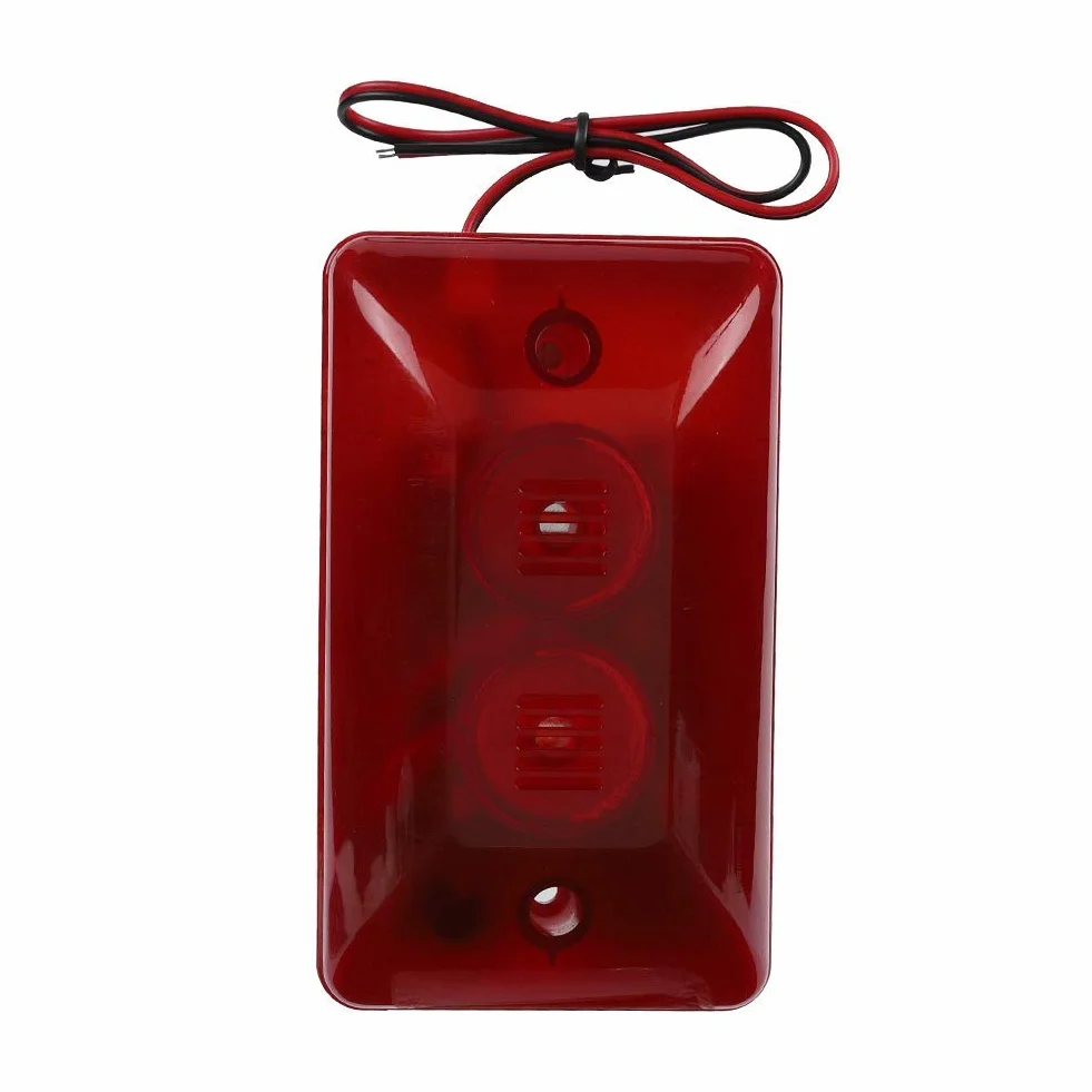 Syrena stroboskopowa 12V DC Mini przewodowa alarmowa 120dB czerwone światło