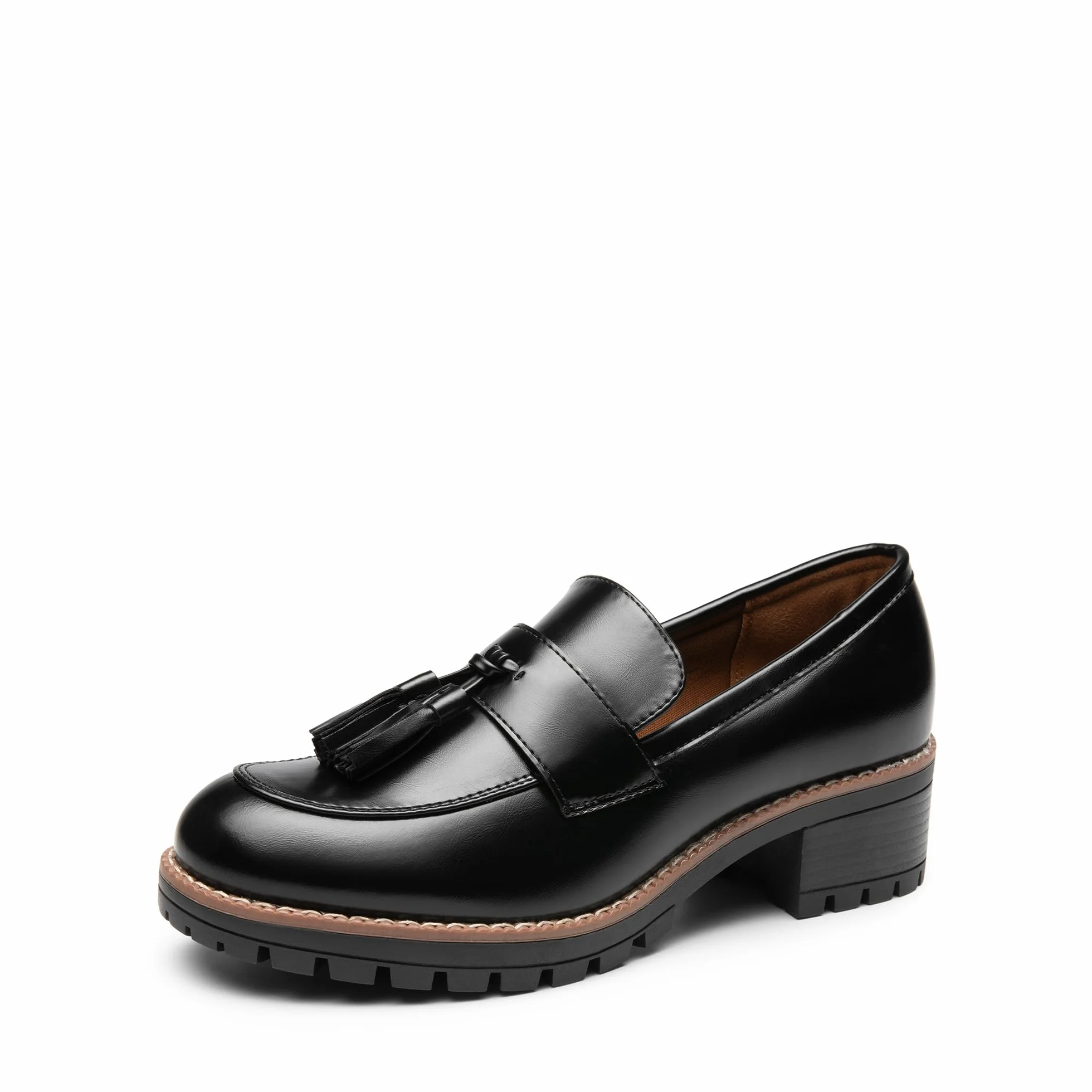 DREAM PAIRS Damskie mokasyny, wsuwane mokasyny na platformie, masywne mokasyny na obcasie, dla kobiet, eleganckie i do pracy, biznesowe buty na co dzień dla kobiet