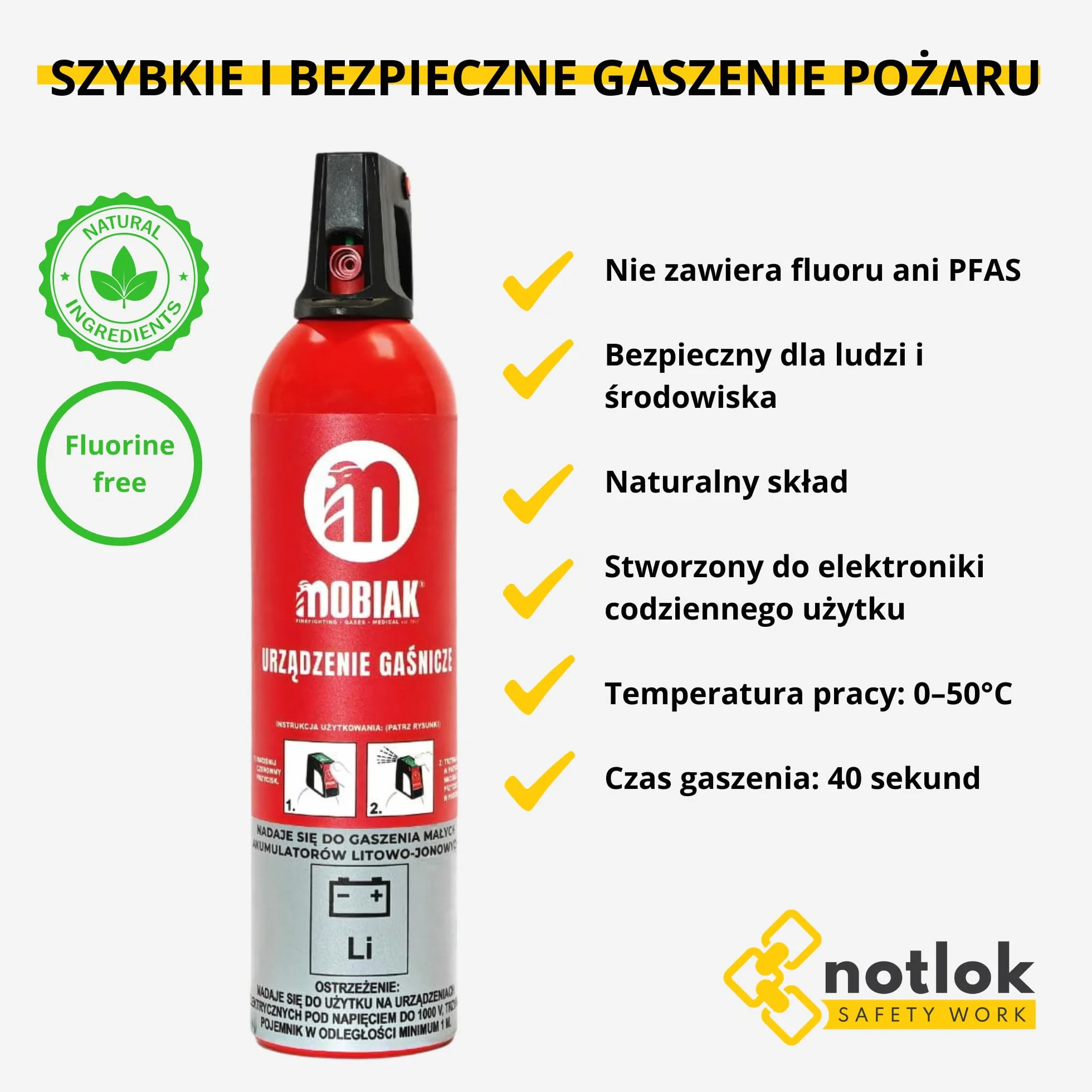 Gaśnica 750 ml Spray gaśniczy do baterii litowych i akumulatorów Bezfluorowa bez PFAS