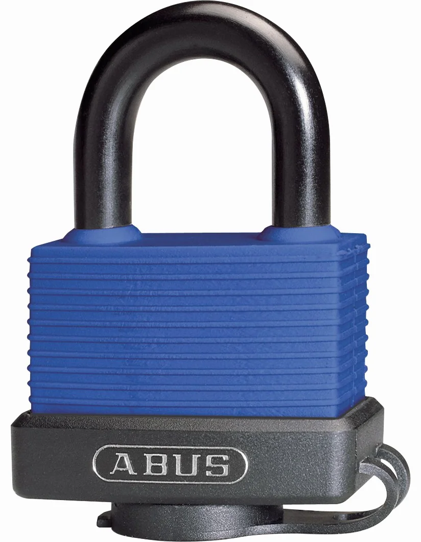 ABUS Kłódka mosiężna Aqua Safe 70IB/45 – odporna na warunki atmosferyczne – pałąk ze stali nierdzewnej zapewnia dodatkową ochronę przed korozją – powłoka z tworzywa sztucznego – poziom bezpieczeństwa