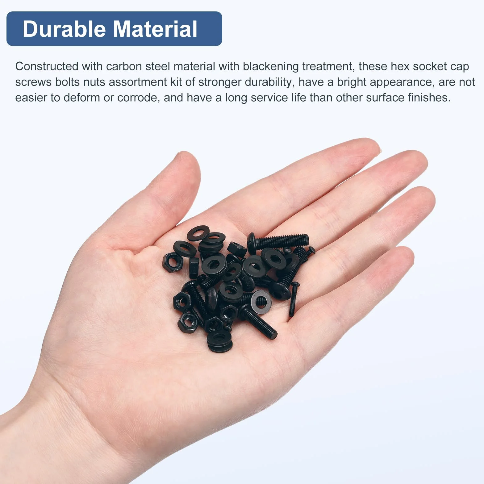 DTGN 125 szt. M3 Śruba z łbem cylindrycznym z łbem sześciokątnym - 8-25 mm zestaw kluczy nakrętki śruby ze stali węglowej czarny - do maszyn, mebli