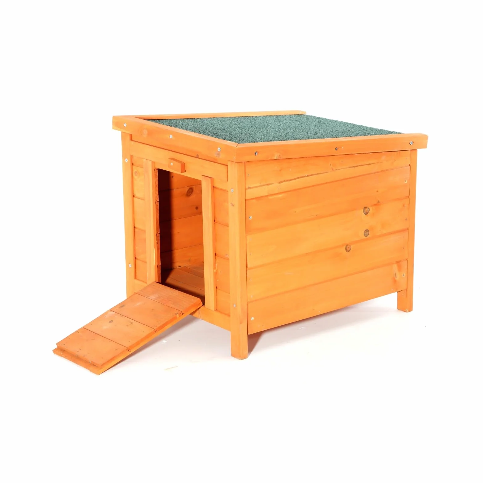 Wiltec Domek dla kota 420 x 515 x 430 mm z drewna świerkowego, budka dla małych zwierząt z otwieranym dachem i bitumicznym pokryciem, klatka do ogrodu i na balkon