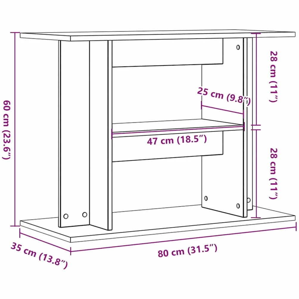 vidaXL Stojak pod akwarium Stare drewno 80x35x60 cm Drewno konstrukcyjne