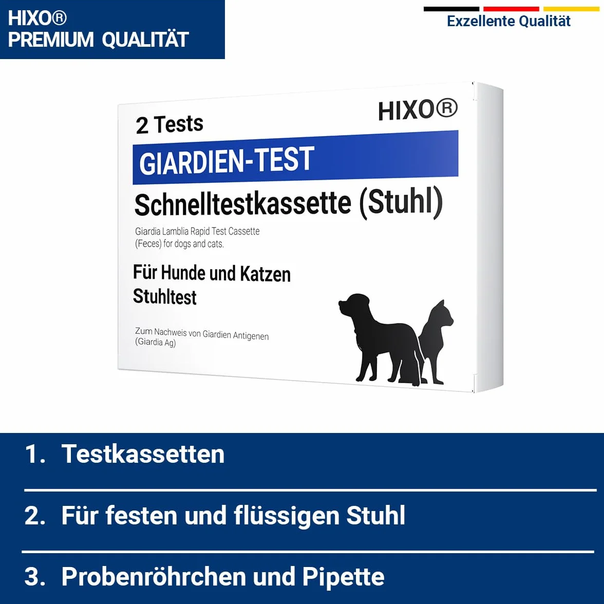 2X Test szybki na lamblie dla psów i kotów – niezawodny test na pasożyty jelitowe w przypadku biegunki i lambliozy – dla psów i kotów