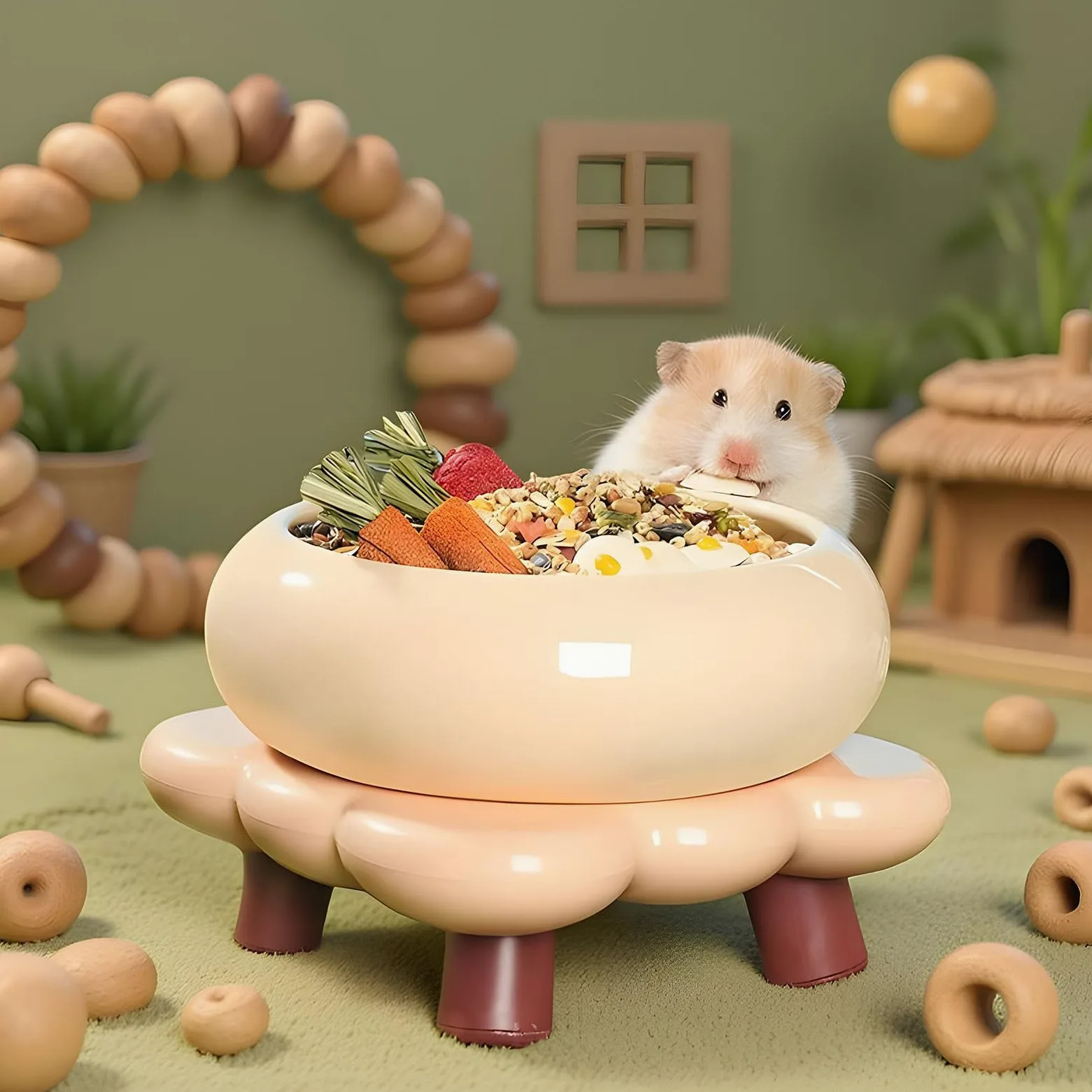 Ceramiczny pojemnik na karmę dla chomików, dla małych zwierząt, dla myszy, degus, fretek, wiewiórek, szynszyli, jeży