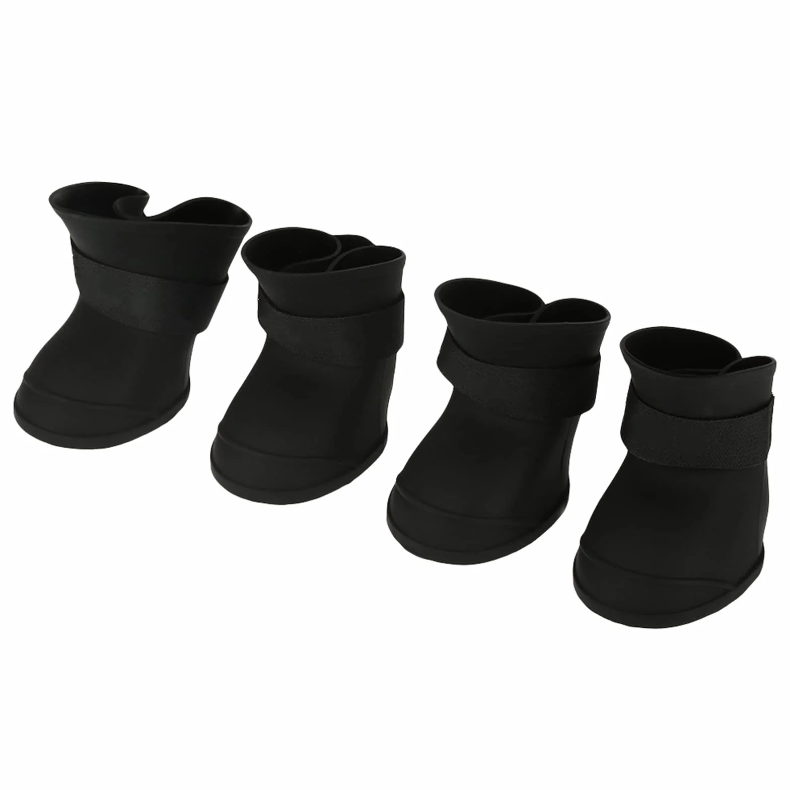 Ejoyous Buty dla psa, wodoodporne, zestaw 4 sztuk, buty dla psa, antypoślizgowe, silikonowe, ochrona przed wiatrem, z zapięciem na , tekstura odcisku stopy, rozmiar XL, czarne