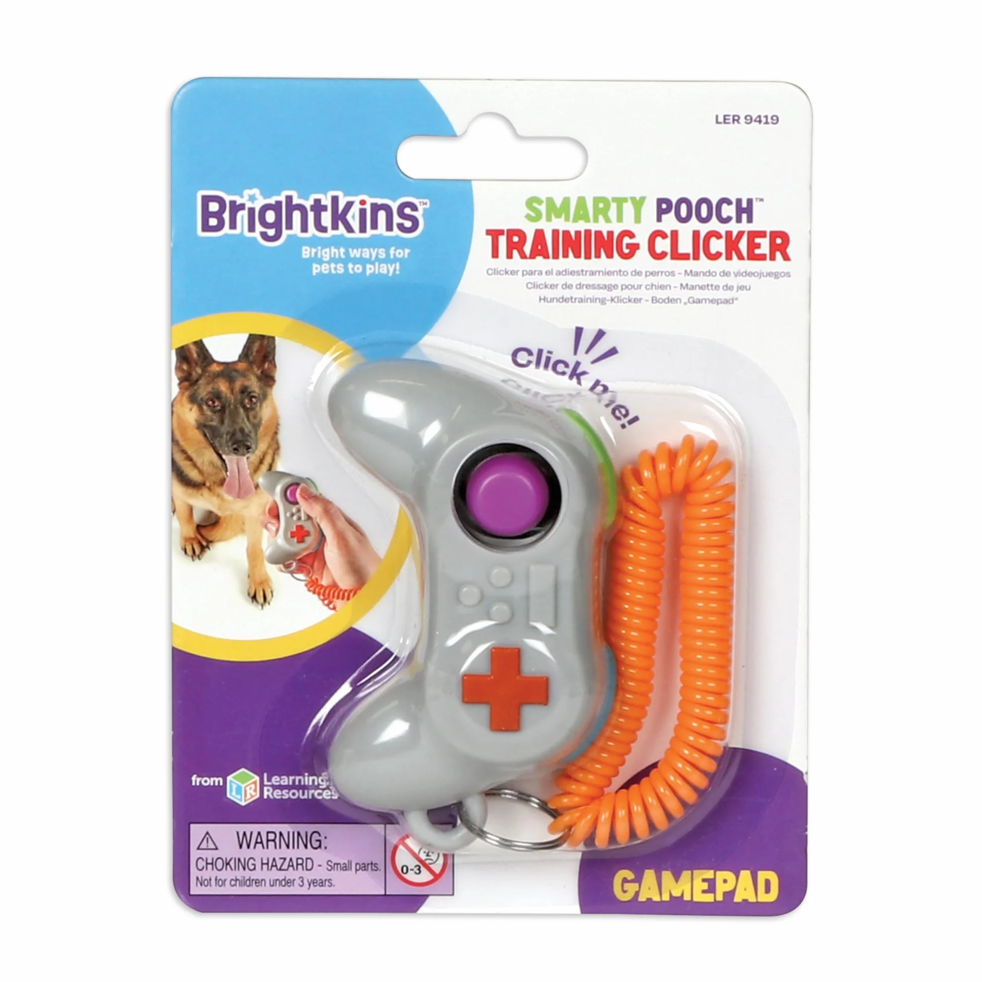 Brightkins Smarty Pooch Training Clicker Gamepad, Clicker do treningu psów z elastycznym paskiem na nadgarstek, rozwiązania do treningu i zachowania psów, 1 sztuka