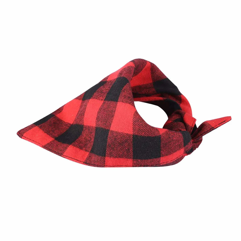 Pet Bandana pies szczeniak wzór karo szal kołnierz śliniaczek chusta na szyję czarny czerwony (L)