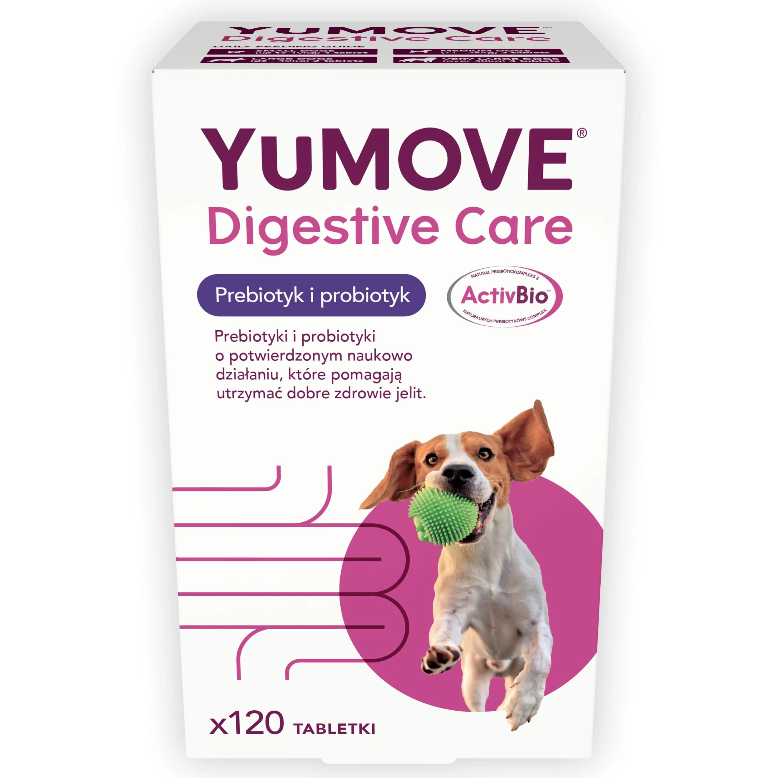Yumove Pre- I Probiotyk Dla Psów ActivBio - 120 Tabletek Na Jelita | Patent W Toku, 200 M Cultures E. Faecium, Beta-Glukany, Równowaga Flory Jelitowej, Poparte Nauką, Polecane Przez Weterynarzy