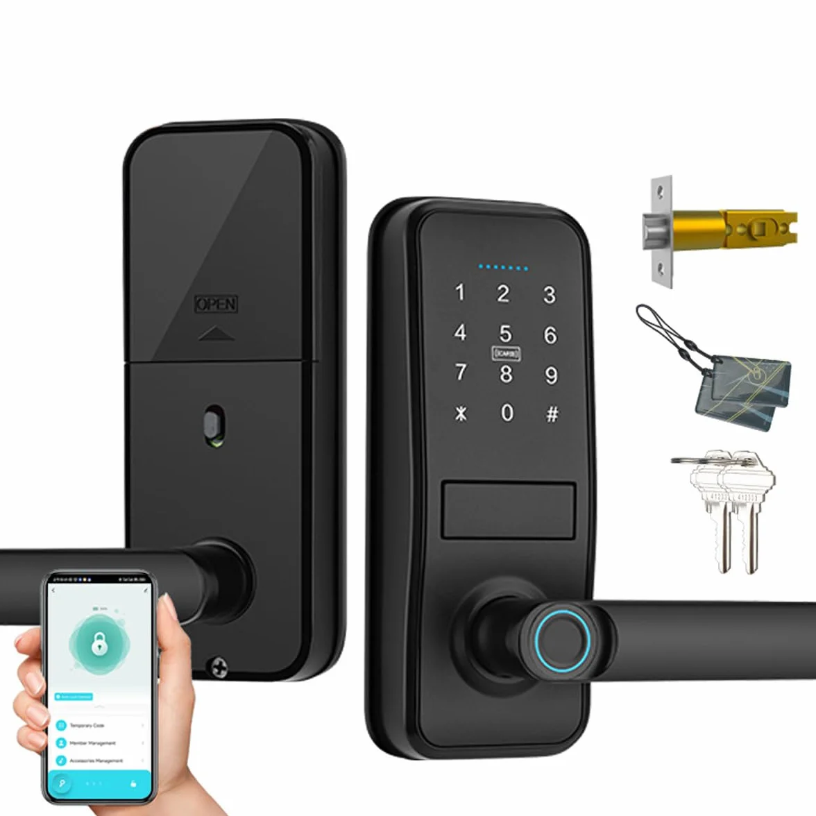 Smart Lock, Kluczowy Wprowadzenie Bezkluczowe, Slepek Srebrzysty, Otwieranie Biometryczne, Blok Zawiasowy Bluetooth