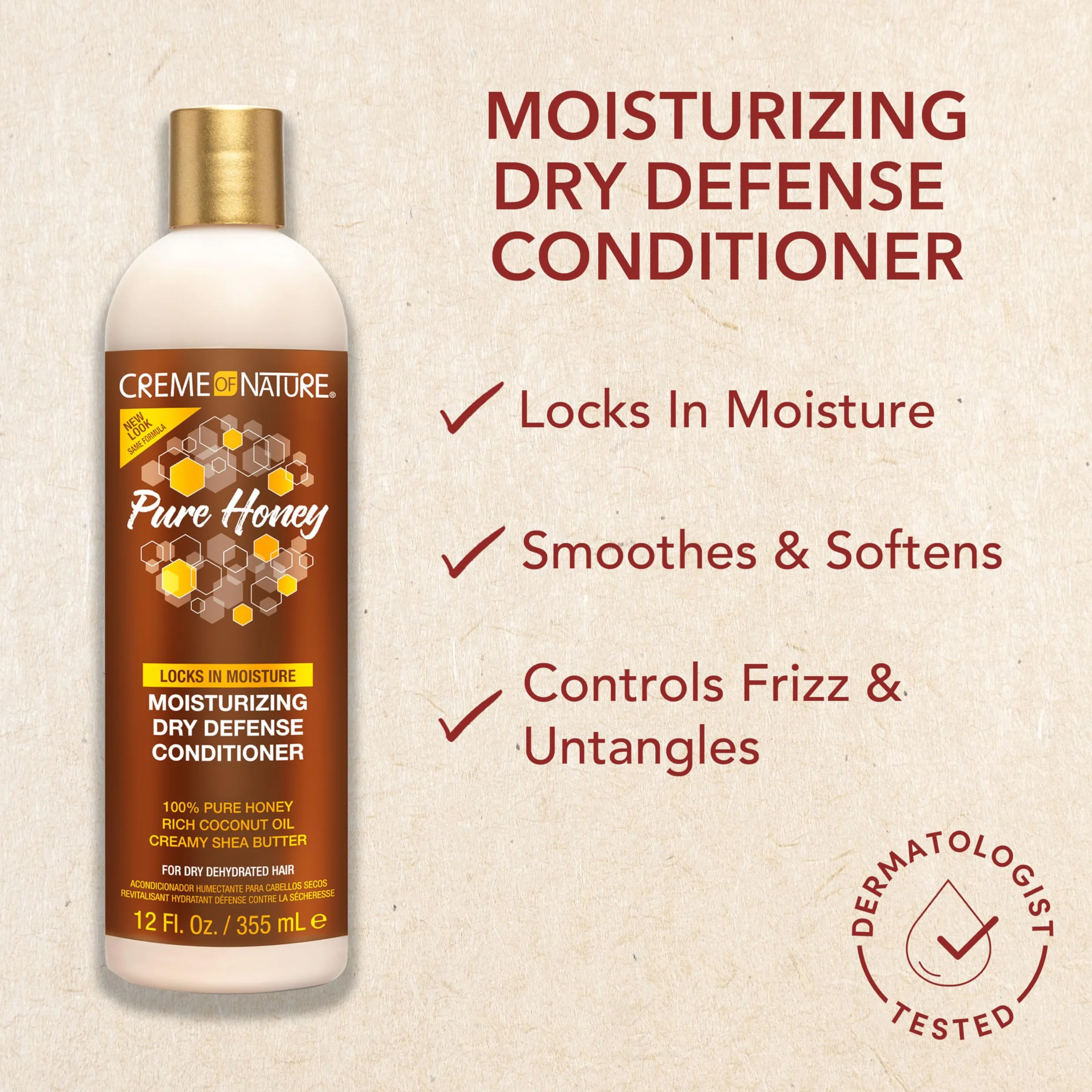 CON Pure Honey Moist Dry Defense Cond. 12 Oz.