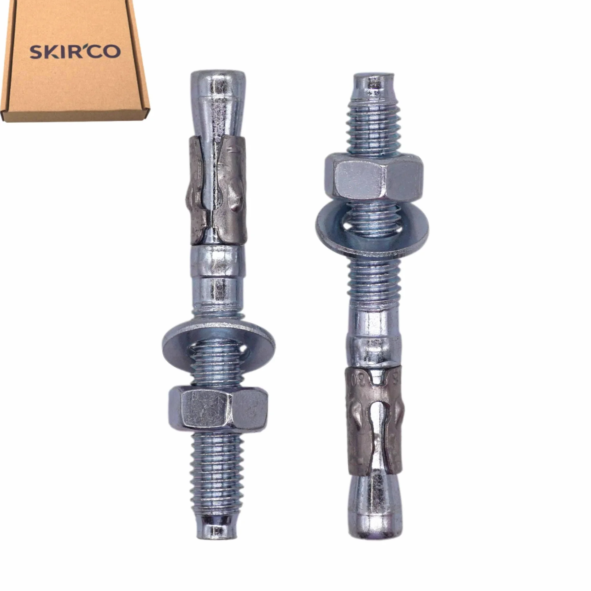 SKIR'CO (4 szt.) Ocynkowane kotwy klinowe M8 x 50 mm, metalowe kołki, śruby kotwiące, śruby rozporowe do muru i betonu