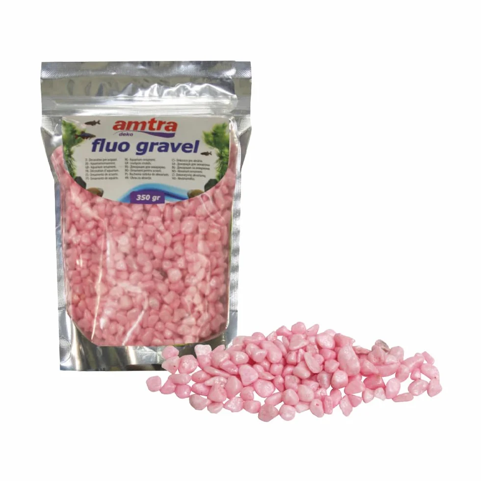 Amtra Fluo Żwir dekoracyjny do akwarium, ceramiczny żwir dolny, do akwarium słodkowodnego i słonowodnego, bez kurzu, różowy, 350 g