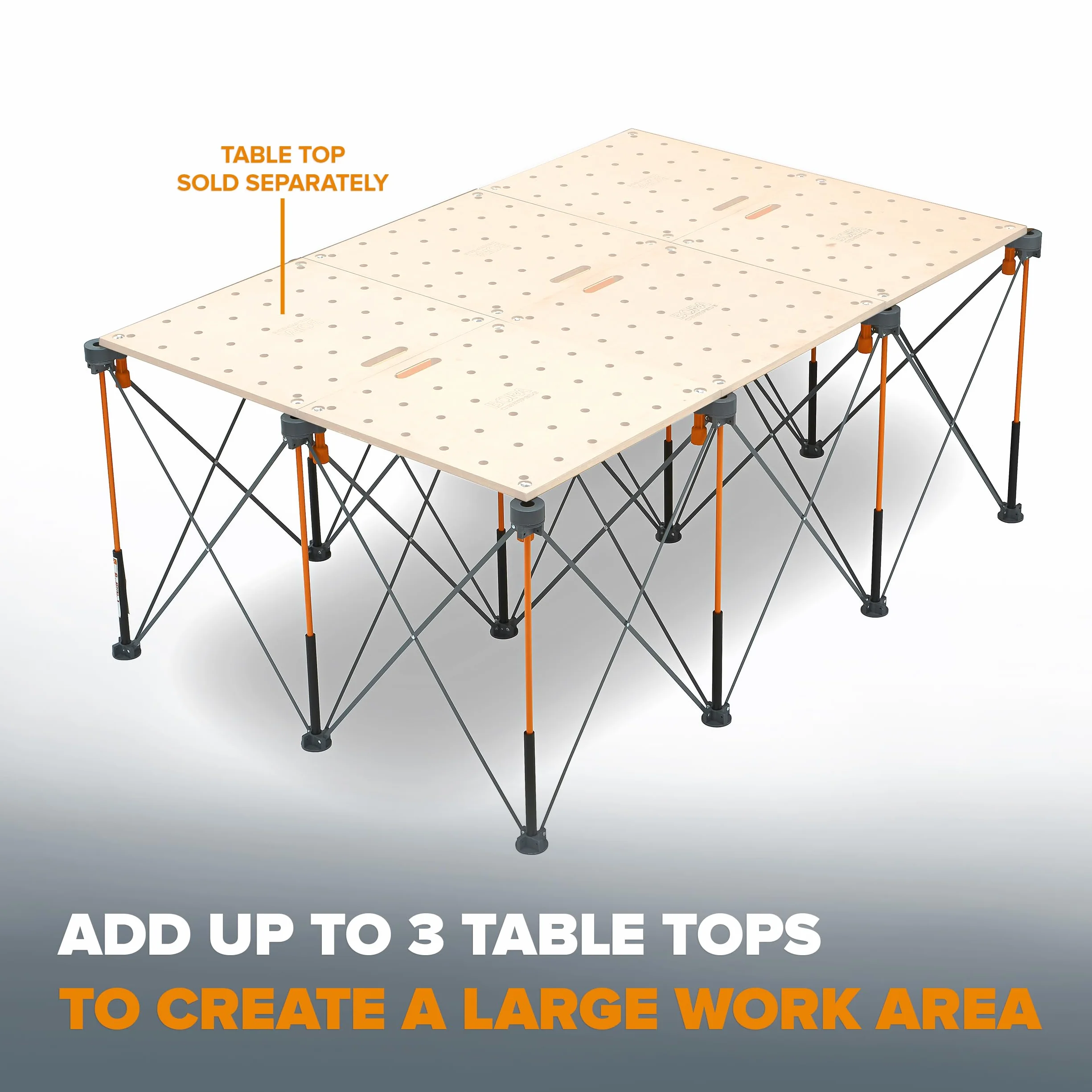 BORA Centipede 1,2 m x 1,8 m x 0,75 m, przenośny stojak roboczy o wysokości 76 cm, zawiera 4 miseczki X, 4 zaciski, torba do przenoszenia, nośność 2041 kg, CK12S