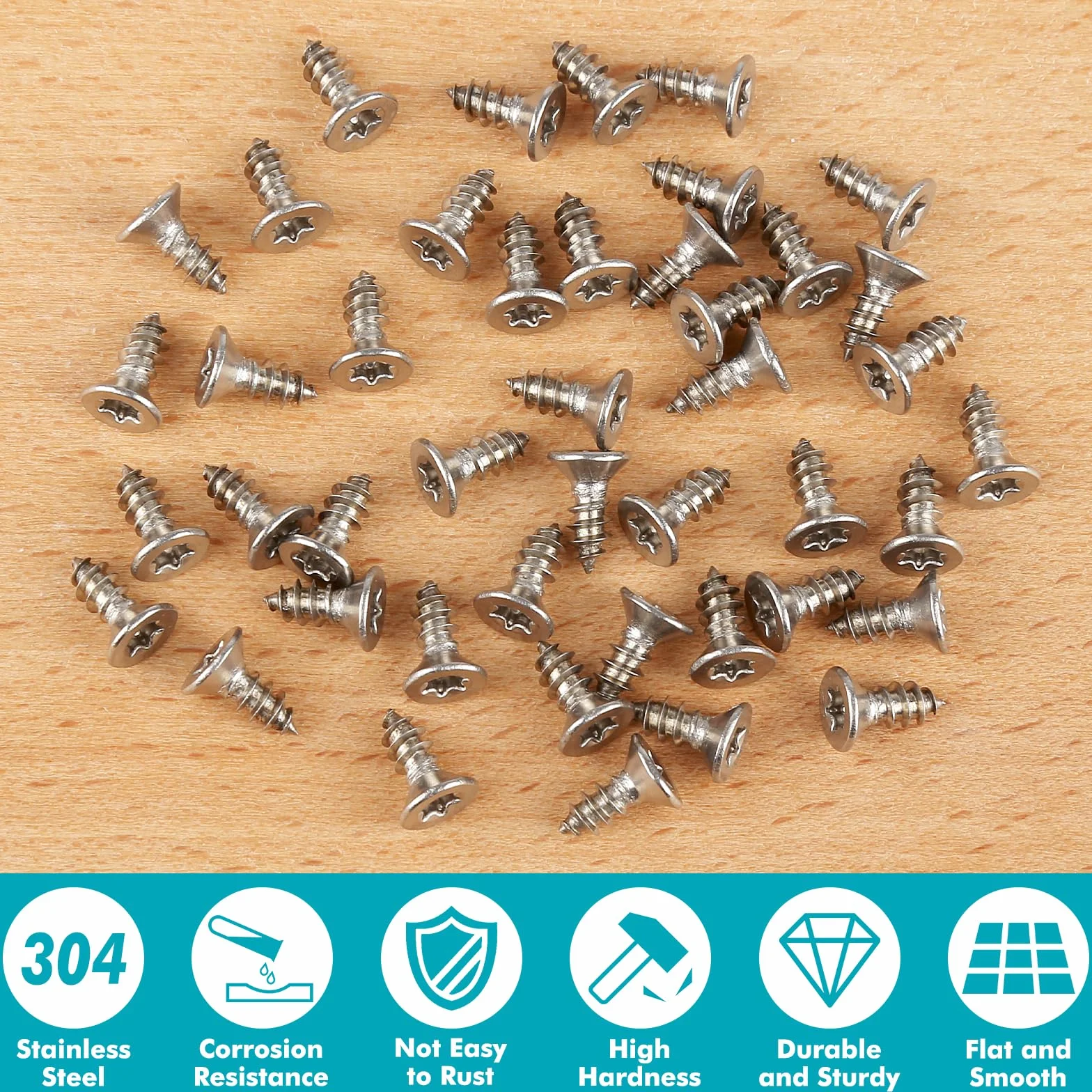 150 sztuk wkrętów samogwintujących nierdzewny, wkręty Torx M4 x 10 mm, łeb śliwki nierdzewny 304, wkręty do drewna ze śrubokrętem T20, śruby stać do mebli