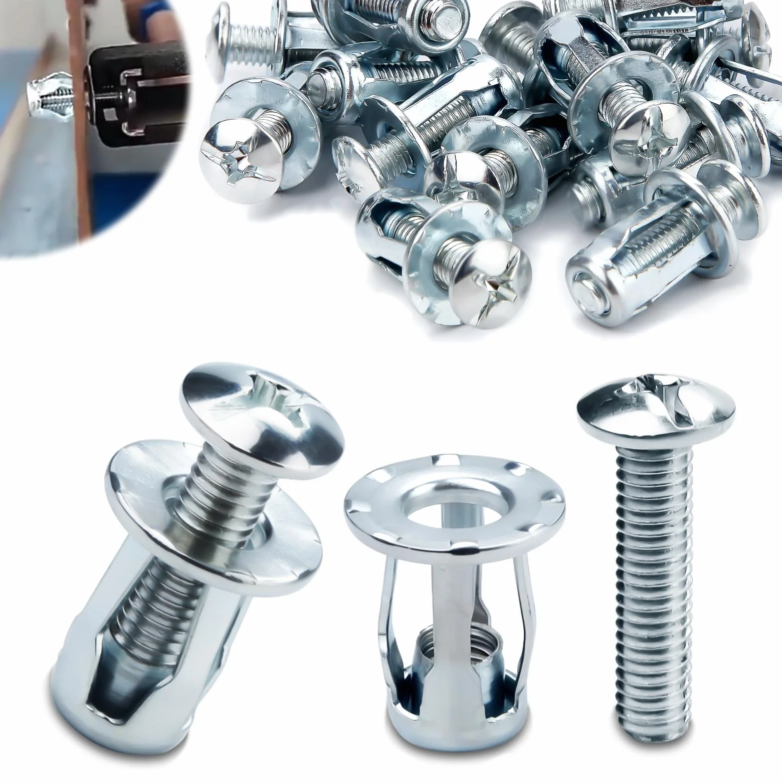 Mbsomnus Wpusty metalowe M5x25, 30 sztuk Wpusty metalowe Kotwy metalowe Jack Nuts Petal Nuts Wpusty ekspansyjne Cienkie mocowania Wpusty z cienkimi ściankami Zestaw do mocowania do cienkich ścian