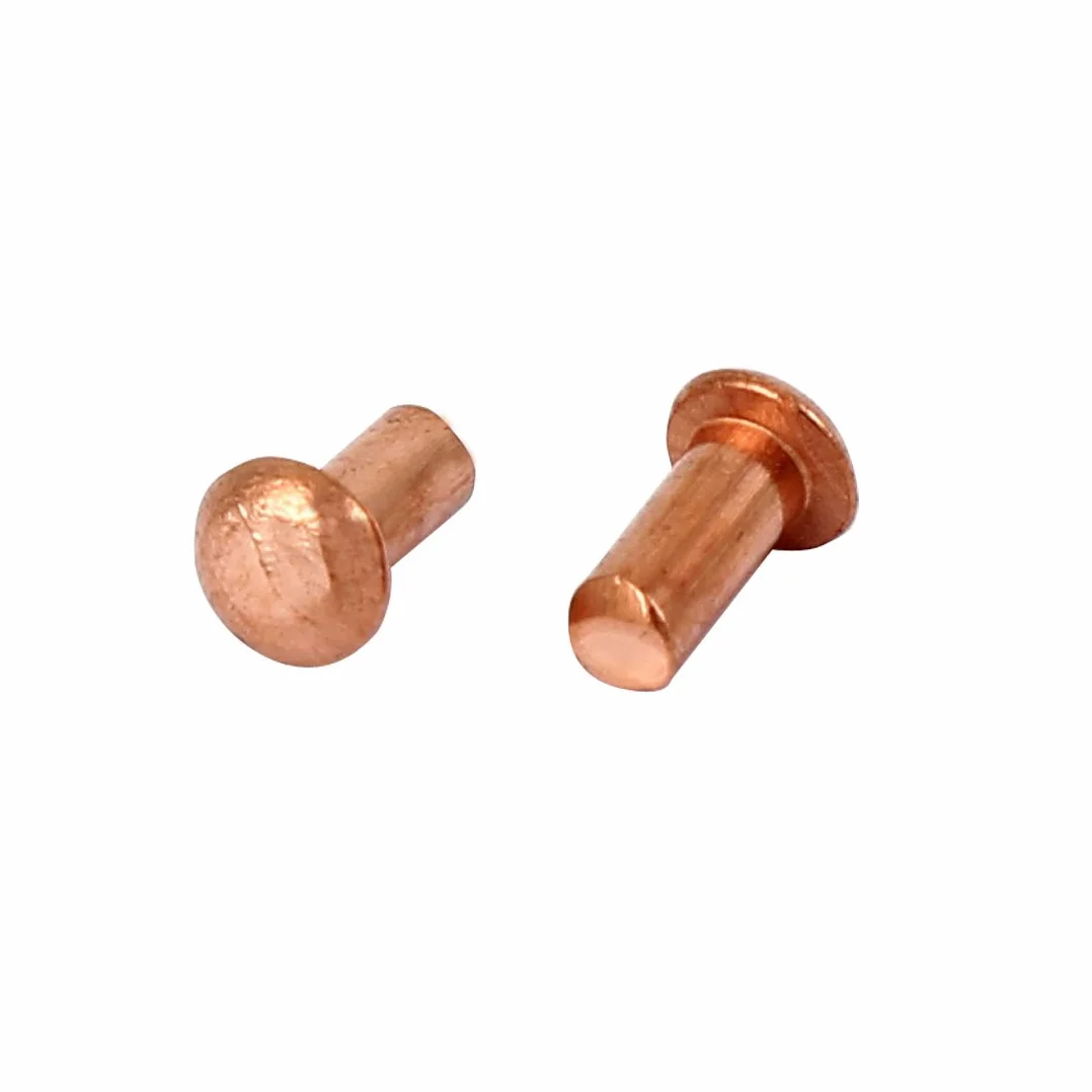 Sourcingmap Miedziane Nity Okrągła Głowica 4 mm x 2 mm x 3 mm Złoty Odcień 100 Szt