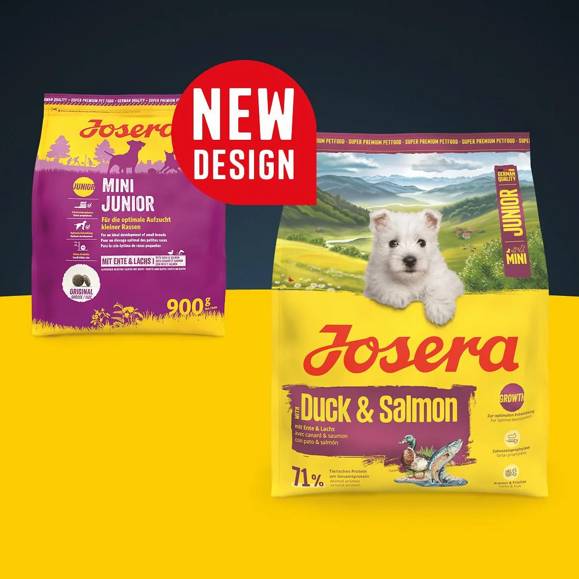 JOSERA Mini Junior kaczka i łosoś (1 x 3 kg) | sucha karma premium dla rosnących psów do 10 kg od 6. tygodnia | karma dla szczeniaków dla optymalnego rozwoju | małe krokiety | bezglutenowa | 1