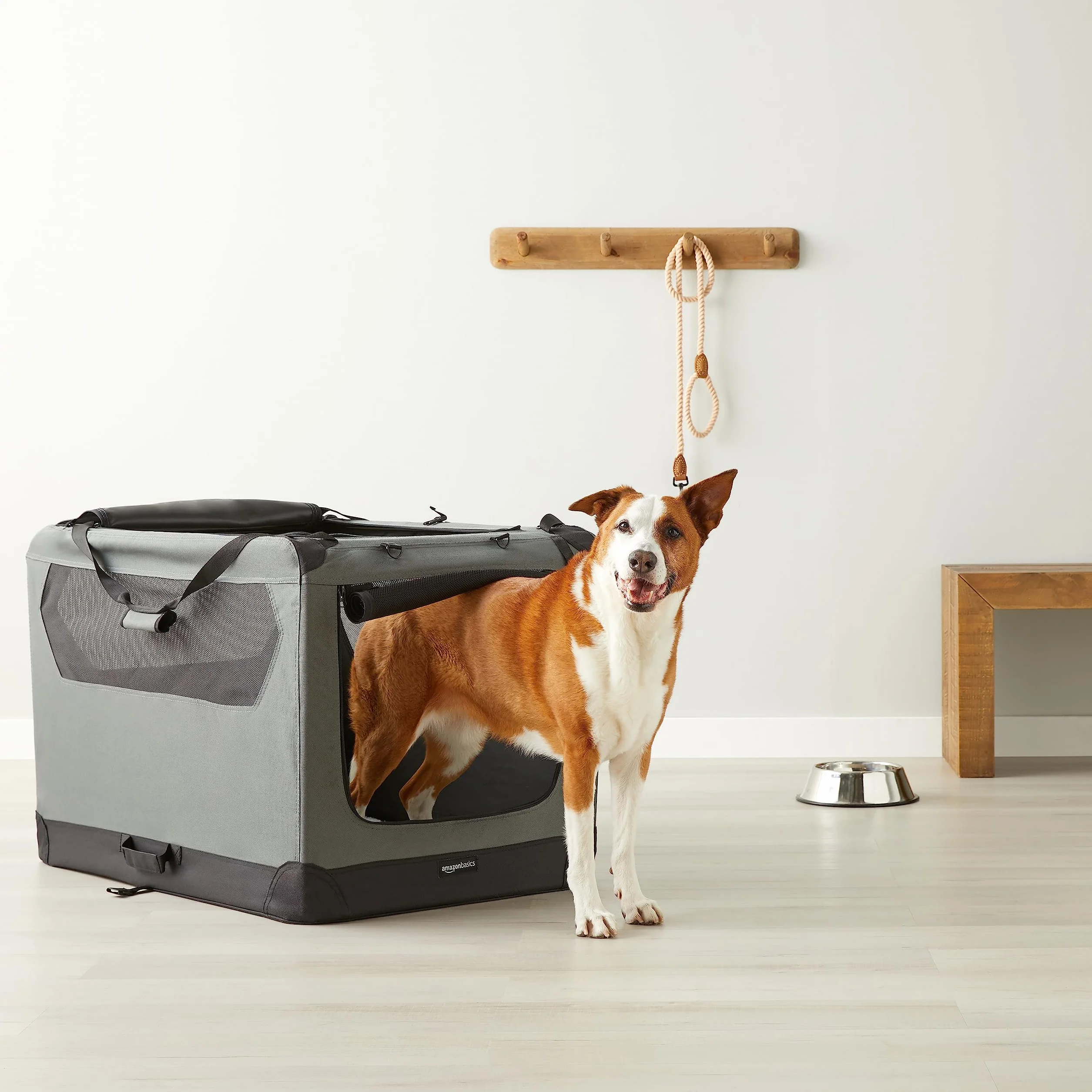 Amazon Basics 12002-36GY Skrzynka Transportowa dla Zwierząt Domowych, 91 cm, Szara