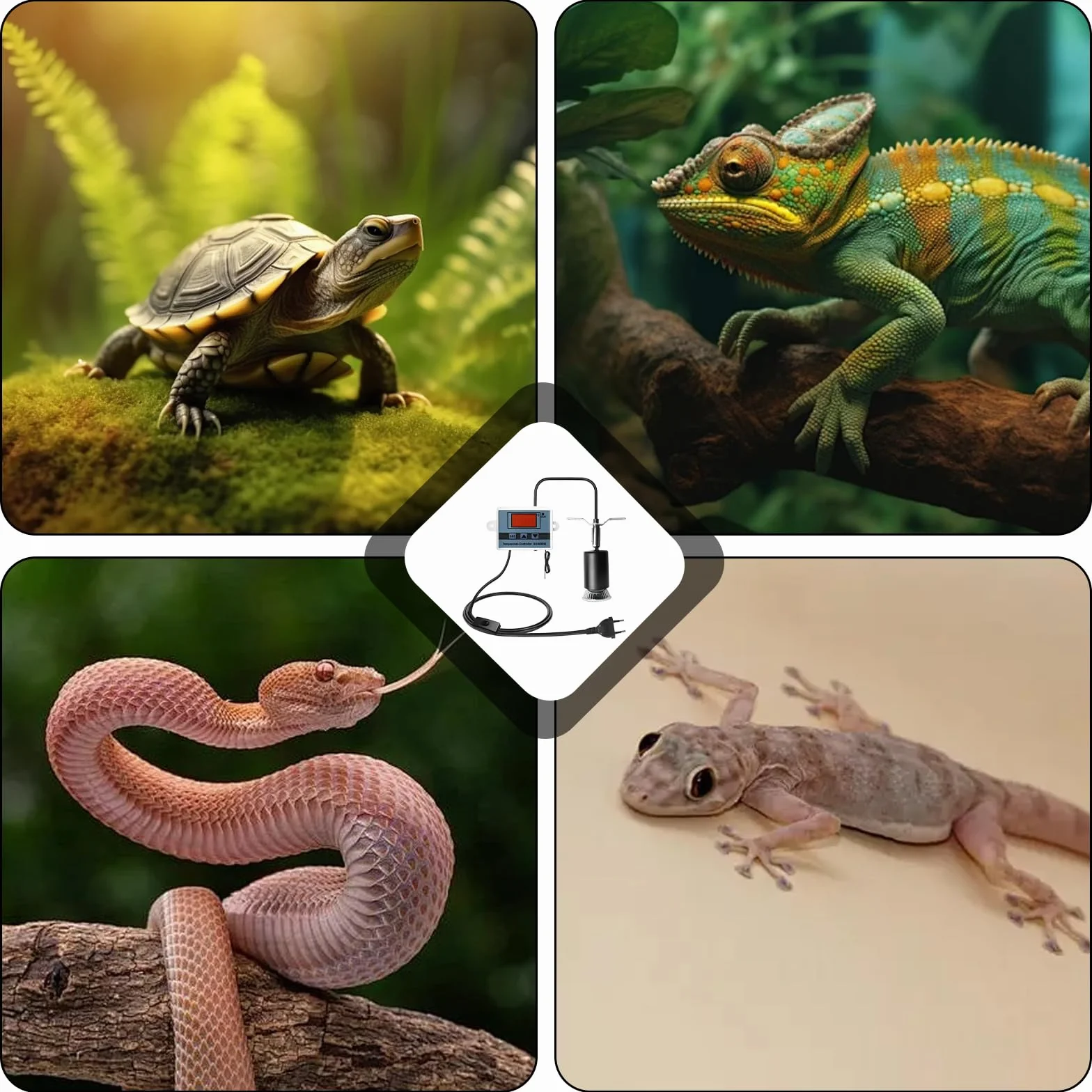 GBKDQQ Lampa grzewcza dla gadów 200 W z inteligentną regulacją temperatury, E27 lampa grzewcza do terrarium, obracany o 360°, lampa do terrarium, dla żółwi, węży, jaszczurek