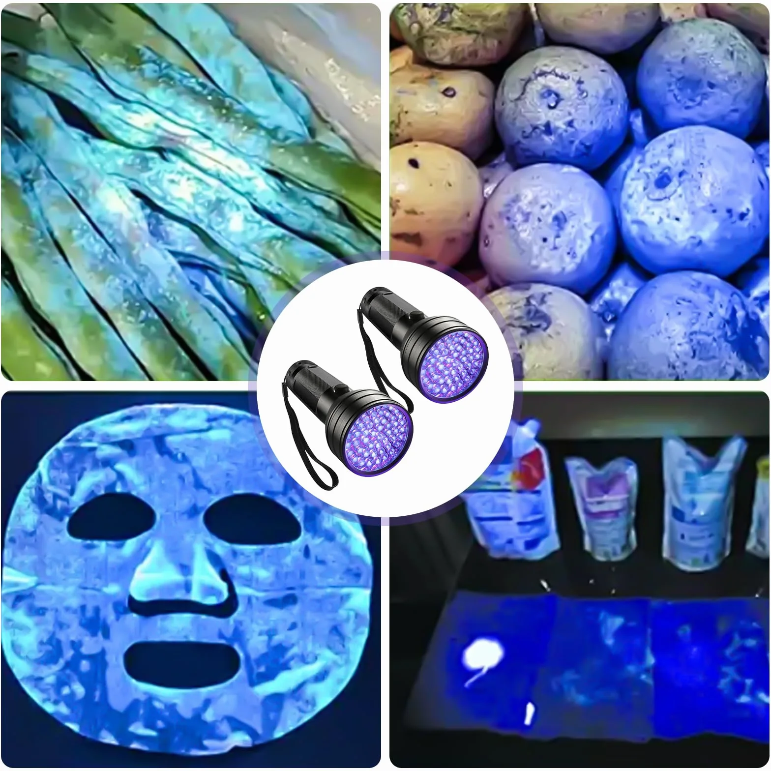 BAIFULAI 2 sztuki latarki UV z 51 diodami LED, lampa UV, bursztynowy detektor moczu, tester banknotów