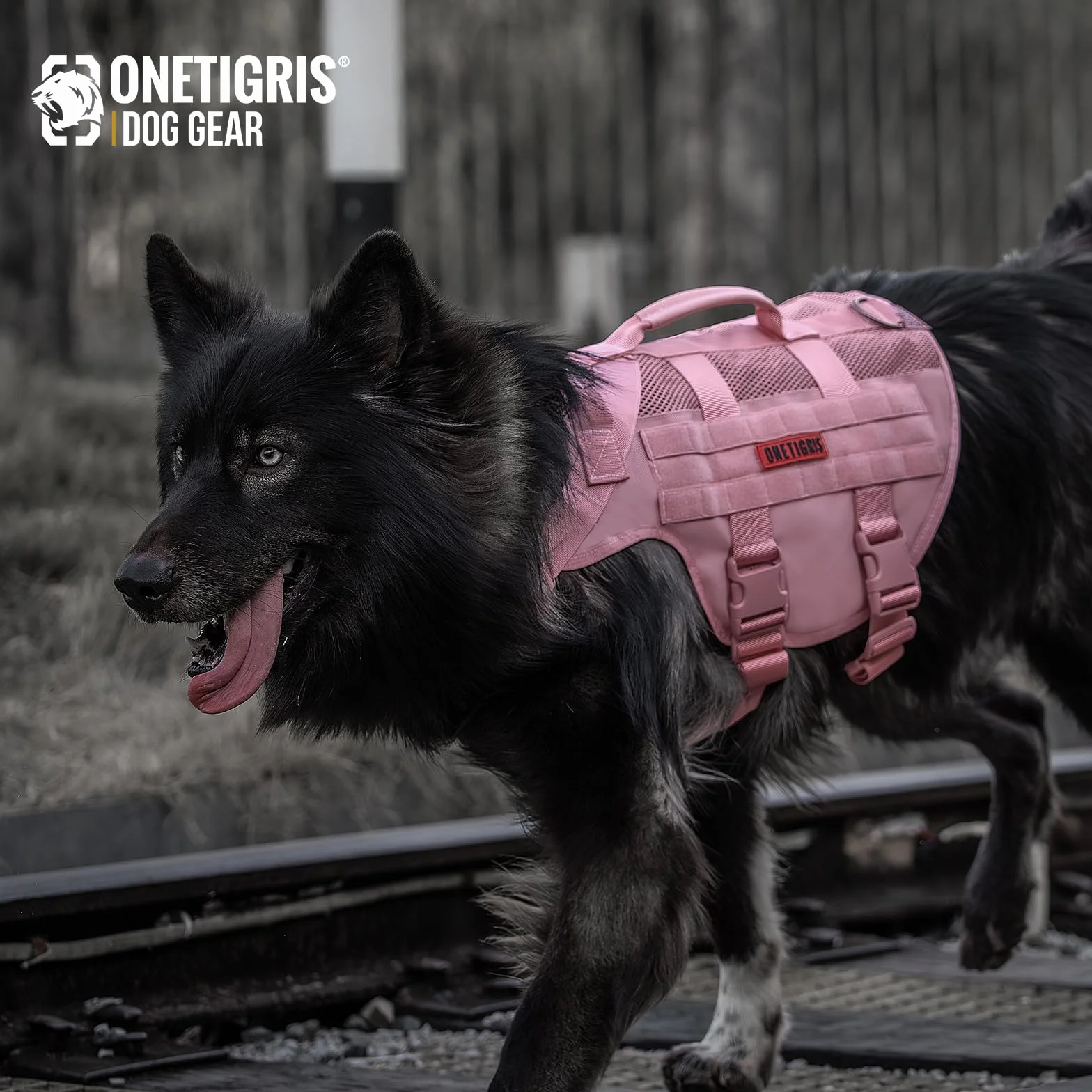 OneTigris Szelki dla Psa AIRE MESH Taktyczne Przeciwciągnięciowe Regulowane Oddychające Różowe M