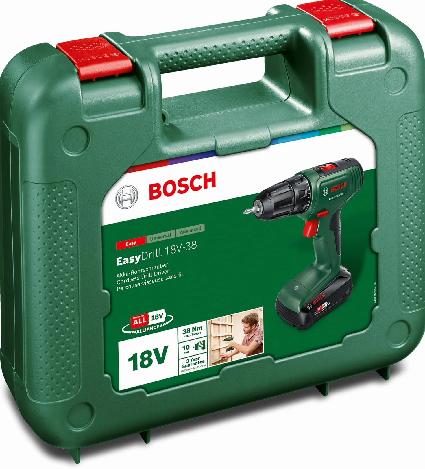 Bosch Wiertarka akumulatorowa EasyDrill 18V-38 (1 akumulator 2,5 Ah; system 18V; walizka)