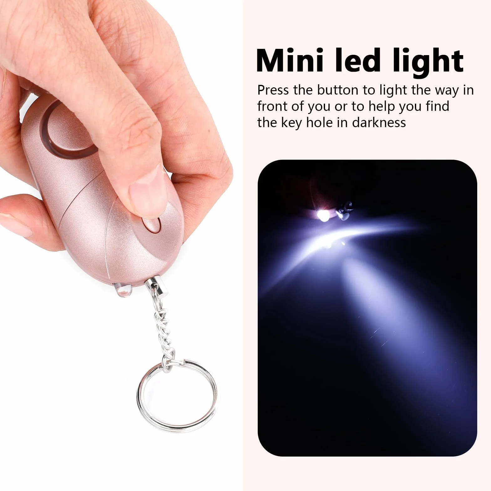 Alarm osobisty 140 dB LED Zestaw 2 breloków syreny dla kobiet różowy czarny