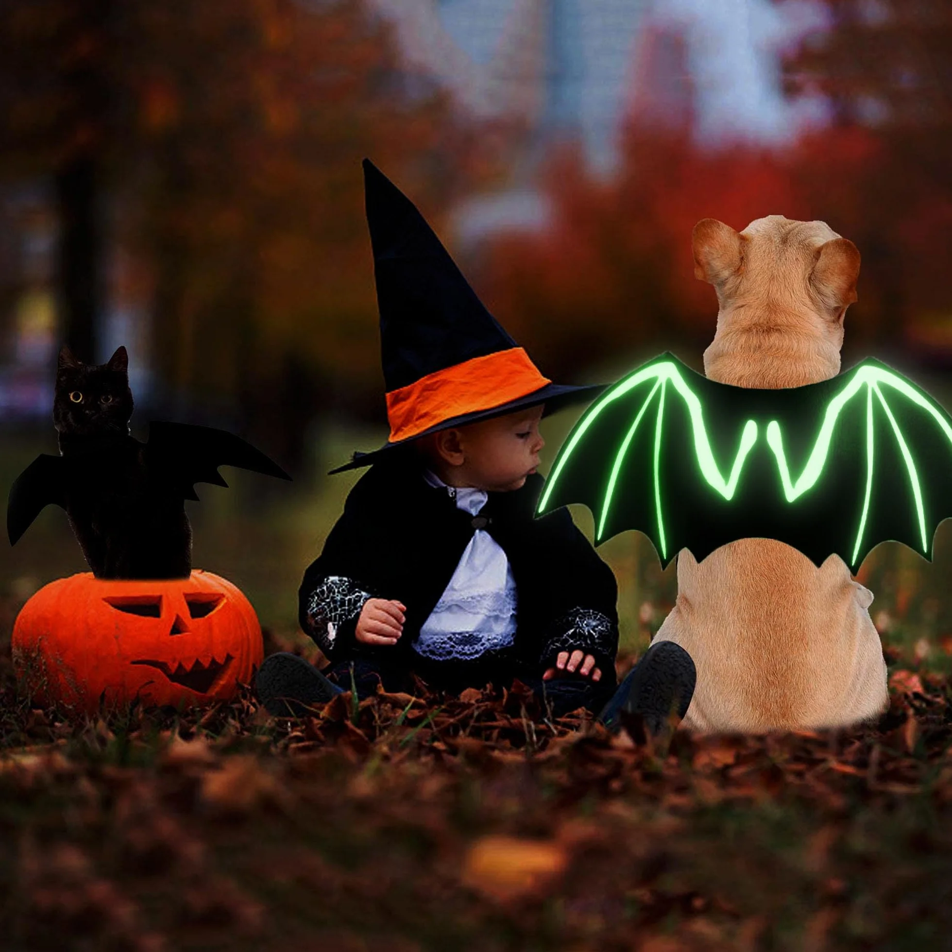 LIBNRTY skrzydła nietoperza dla psa, kostium na Halloween dla psa, stopień dużego psa, kostium nietoperza, strój na Halloween, do dekoracji dużych średnich psów na cosplay