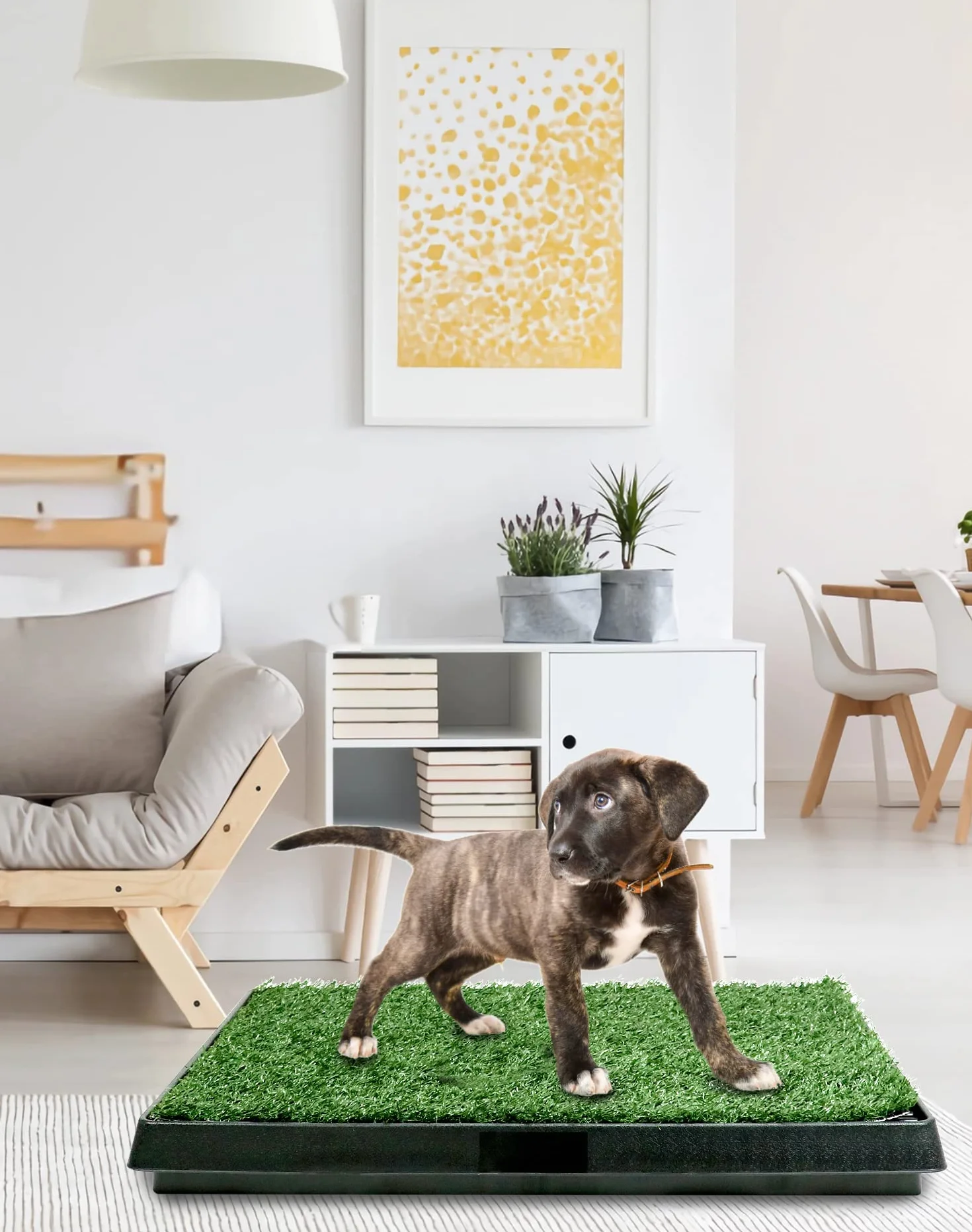 QWORK®toaleta dla psa ze sztuczną trawą, zmywalna toaleta do szczeniąt, mata do pee podkładka treningowa wielokrotnego użytku dla małych i średnich psów 63 x 51 x 7 cm