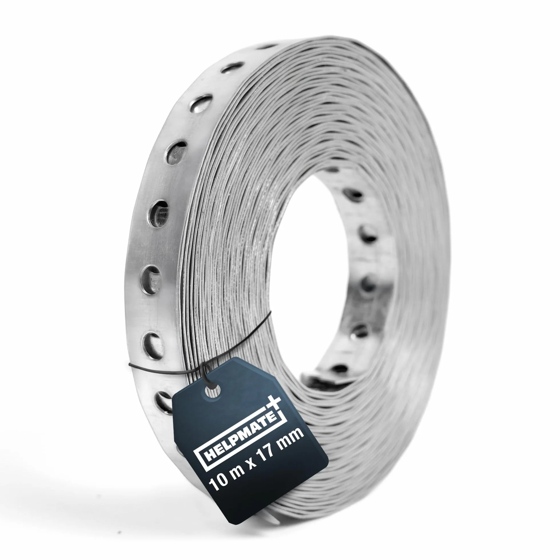 HELPMATE – Taśma perforowana o długości 10 m – stal ocynkowana sendzimir – szerokość 17 mm – grubość materiału 0,8 mm – wysokiej jakości ocynkowana – wytrzymała do budowy, warsztatu, projektów "zrób