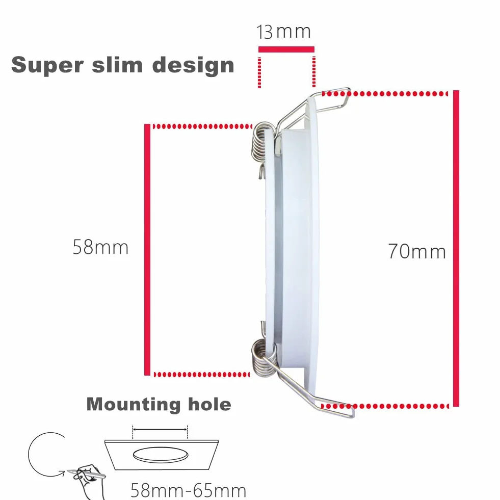 acegoo Zestaw 4 lamp LED 12 V, otwór 58-65 mm, 3 W, reflektor punktowy, płaski reflektor, lampa sufitowa do kampera, łodzi, przyczepy kempingowej, mebli samochodowych, w całości aluminiowa, 215 lm