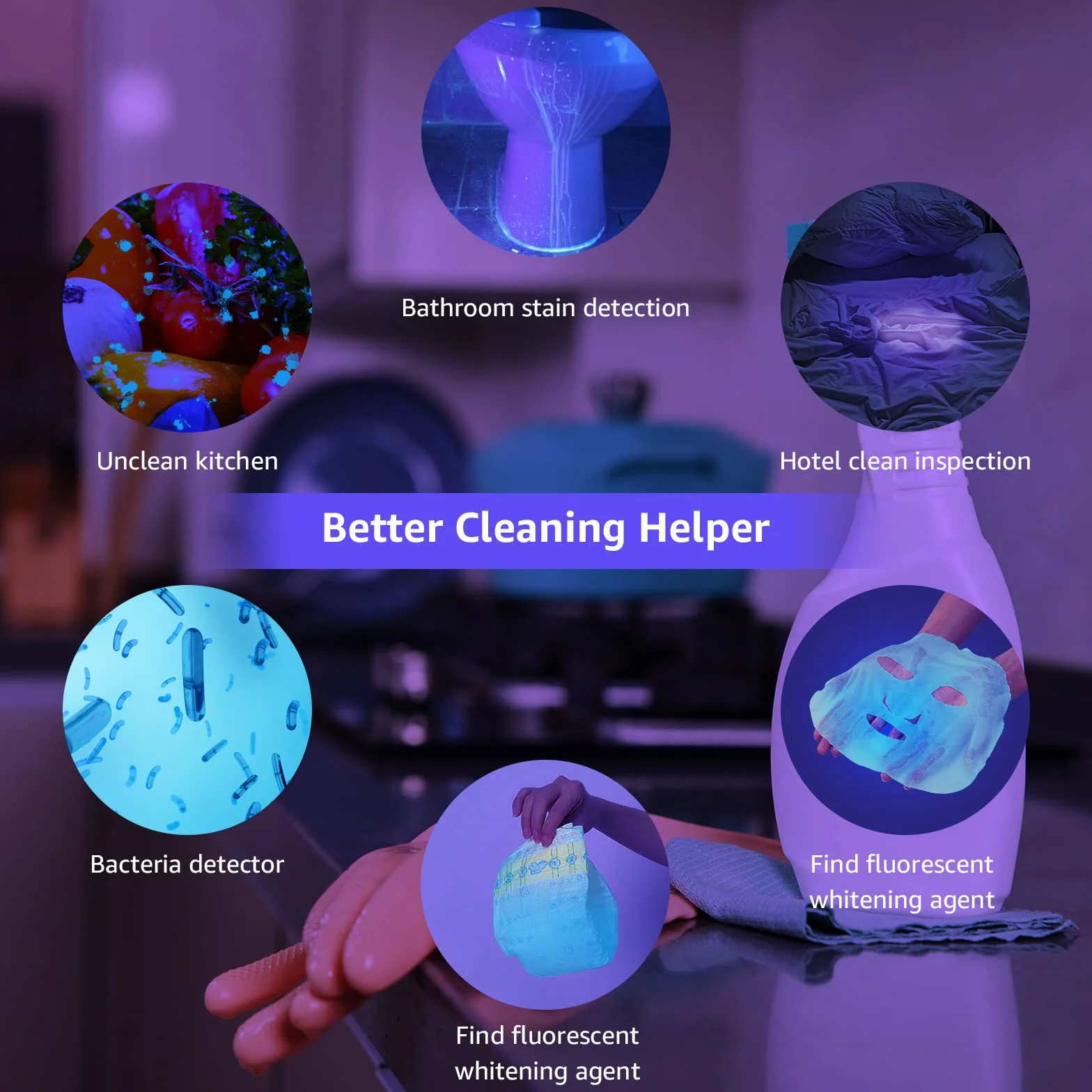 Lepro Lampa UV, 21 diod LED 395 nm, wykrywacz czarnego światła do moczu zwierząt, plam, pluskiew na dywanie lub podłodze, fałszywy banknot i inne, 3 baterie AAA w zestawie