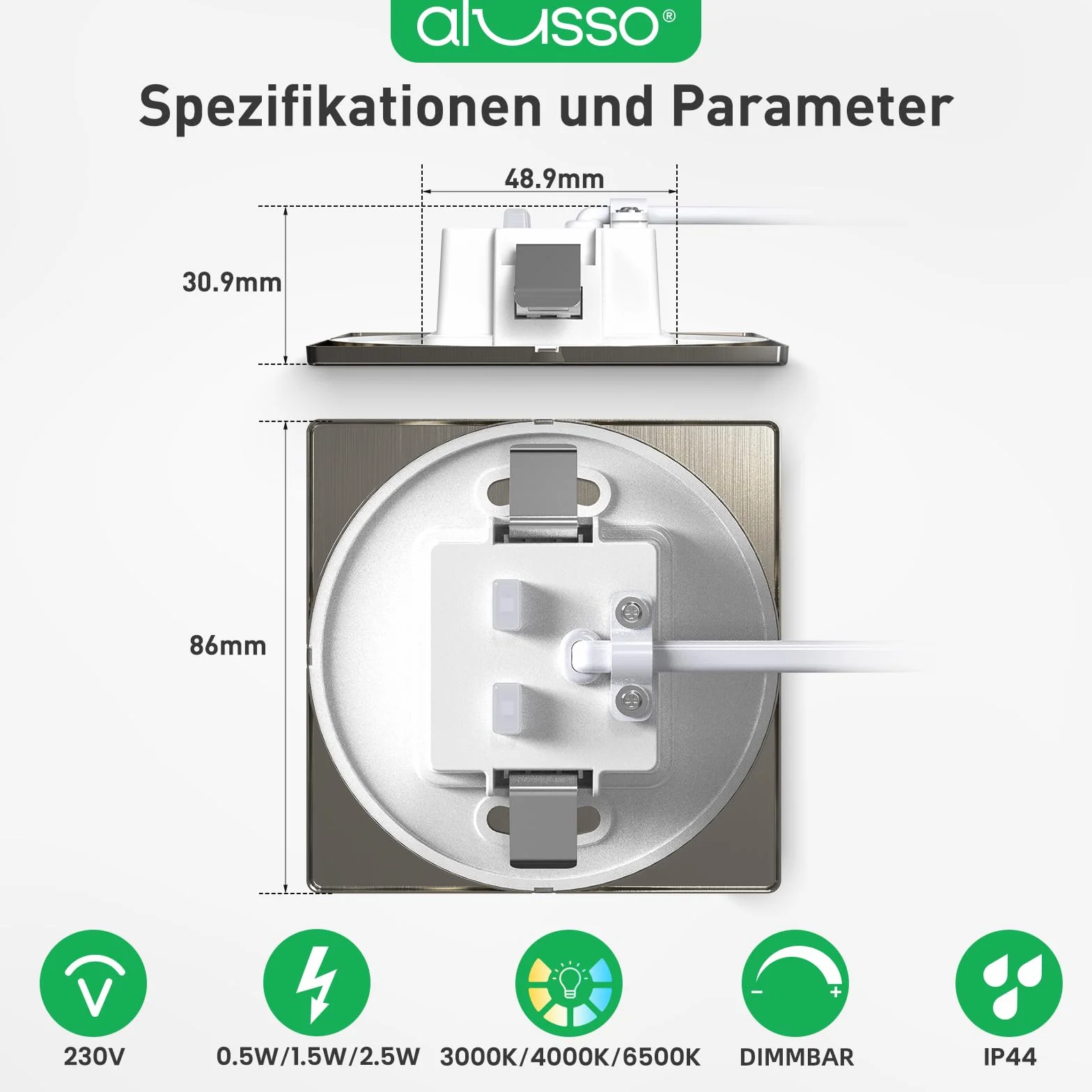 ALUSSO 6 sztuk LED oświetlenie schodowe/oświetlenie do montażu w ścianie, SN