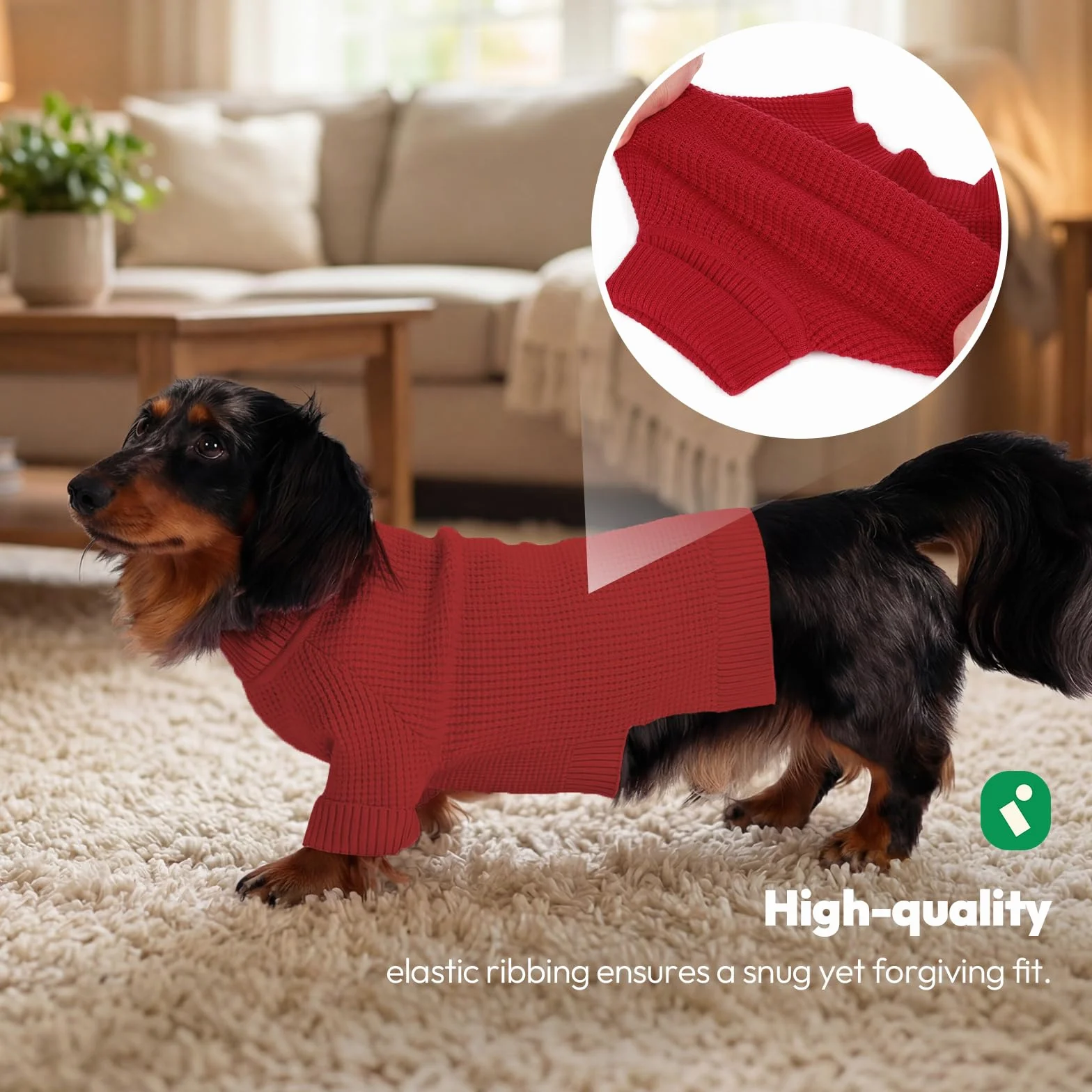 KONVINIT Sweter dla psa średniej wielkości – oddychający sweter dla psa dla buldoga francuskiego i Corgi, długi rękaw z golfem